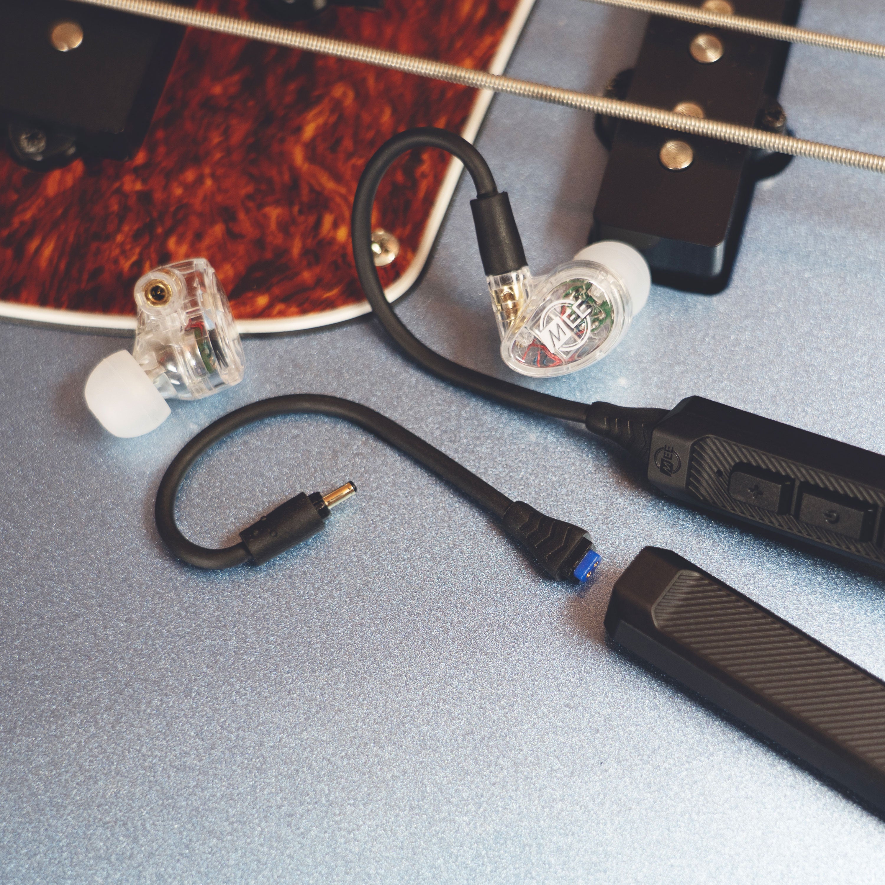 MEE audio MX1 PRO Musicians' In-Ear Monitors Wired + Wireless Combo Pack: Includes MX1 PRO Dynamic Driver IEMs, 2 Cables, and BT3 Hi-Res Bluetooth Audio Adapter w/aptX, LDAC & Built-in Headset (Clear)