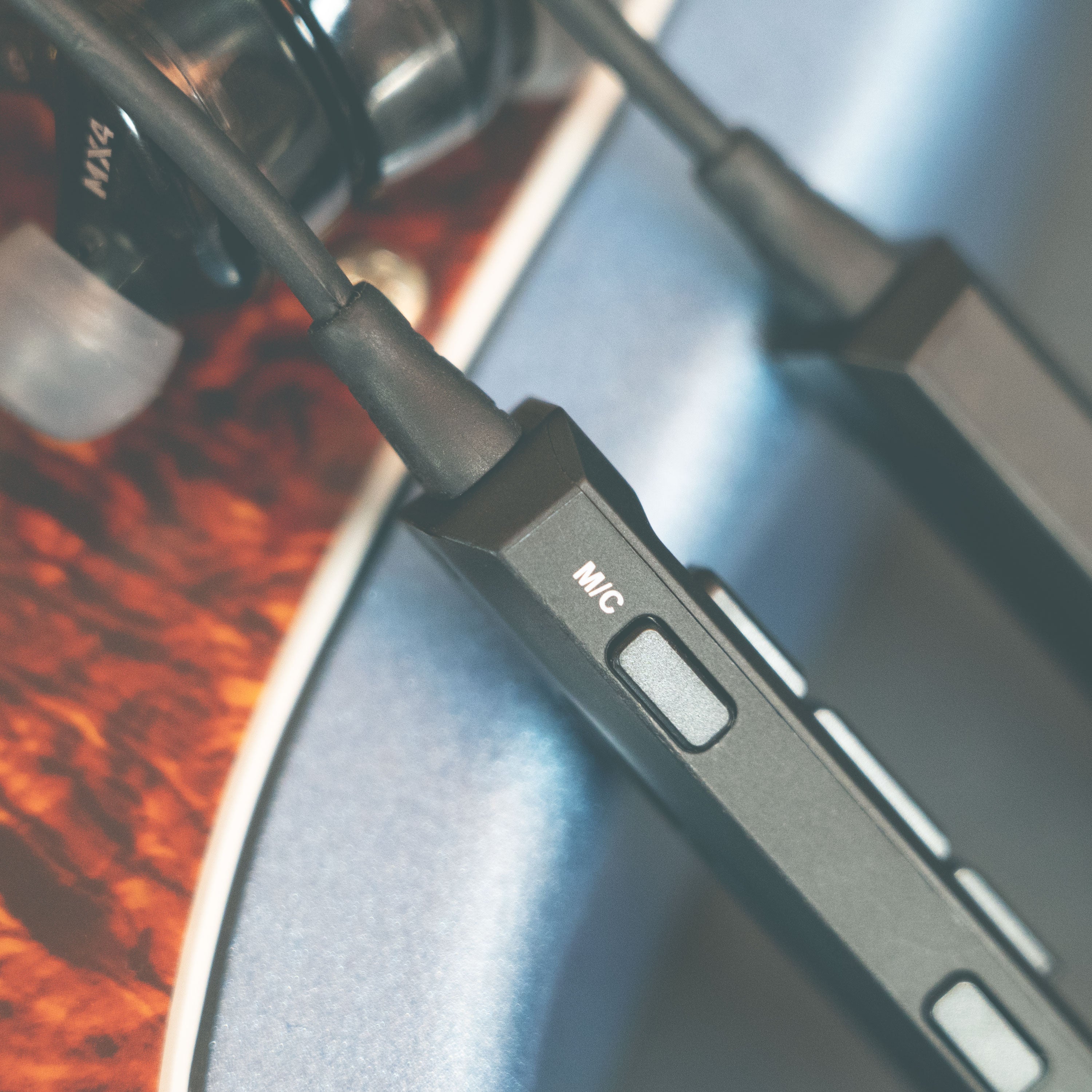 Close-up of Dedicated Mute Button of the BT3 Bluetooth wireless adapter cable