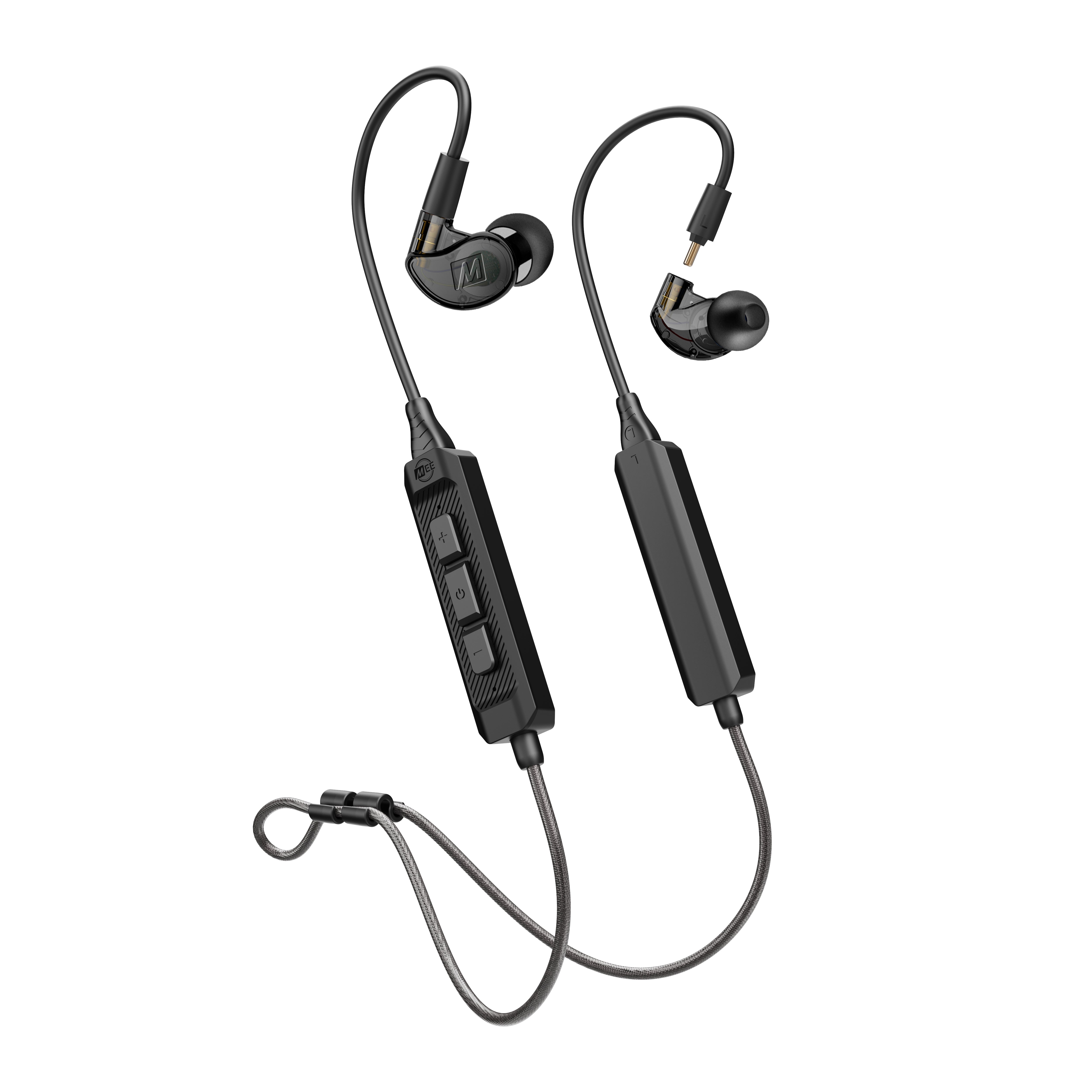 MEE audio M6 PRO Musicians' In-Ear Monitors Wired + Wireless Combo Pack: Includes IEMs, 2 Audio Cables and BT3 Hi-Res Bluetooth Audio Adapter w/aptX, LDAC, Auracast Support, & Built-In Headset (Black)