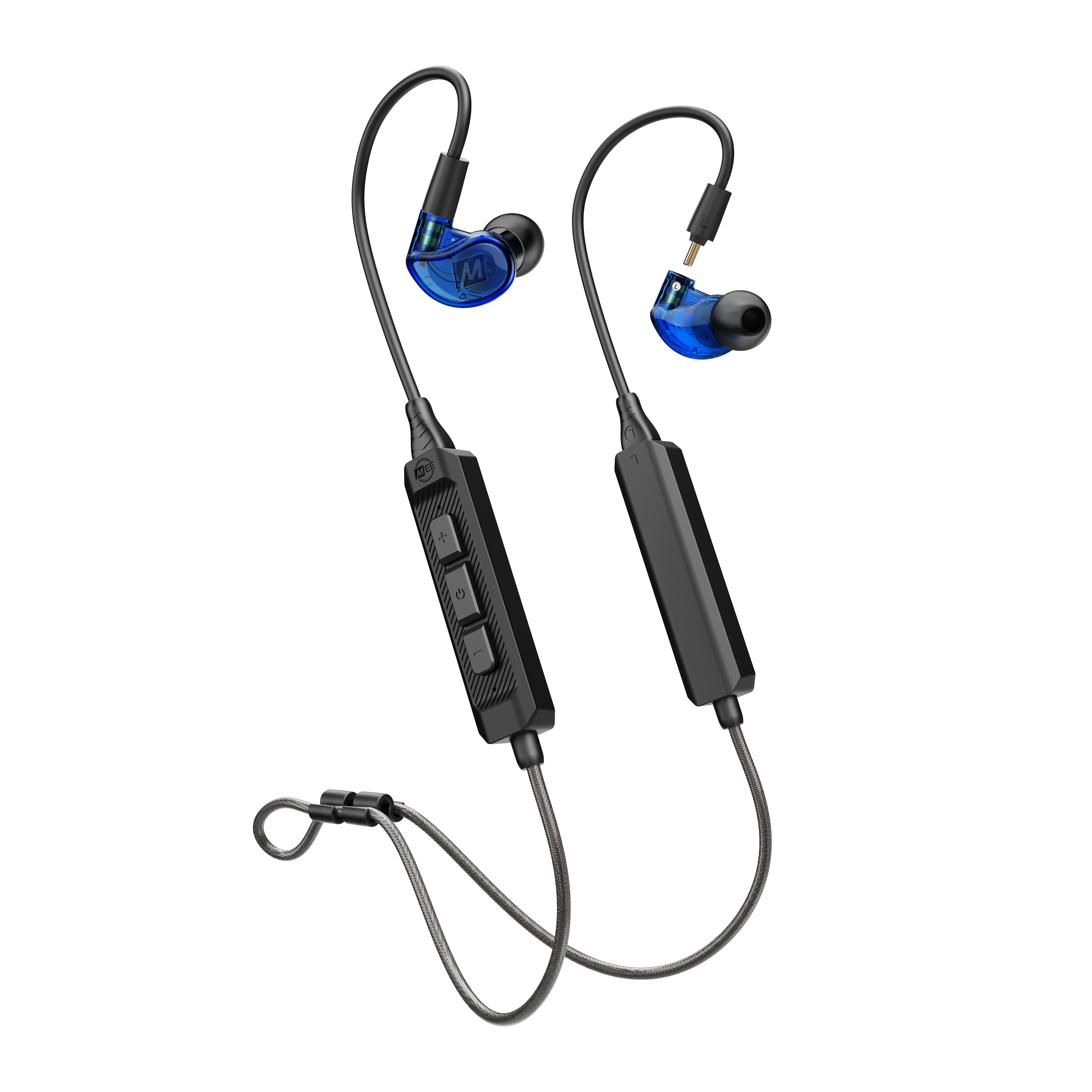 MEE audio M6 PRO Musicians' In-Ear Monitors Wired + Wireless Combo Pack: Includes IEMs, 2 Audio Cables and BT3 Hi-Res Bluetooth Audio Adapter w/aptX, LDAC, Auracast Support, & Built-In Headset (Blue)