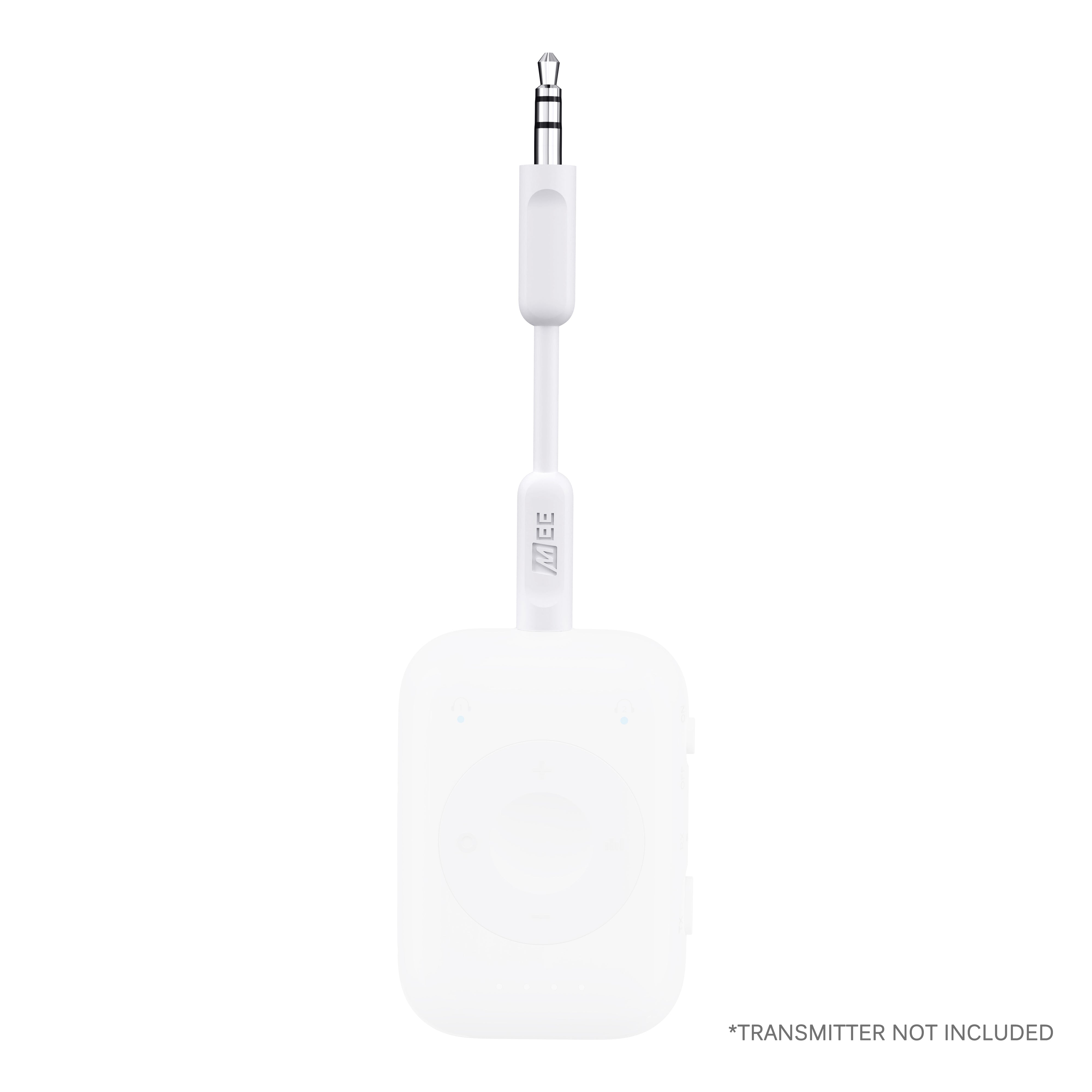 example of short cable plugged into a inflight airplane transmitter and car bluetooth receiver like the MEE audio Connect Air Pro CA2