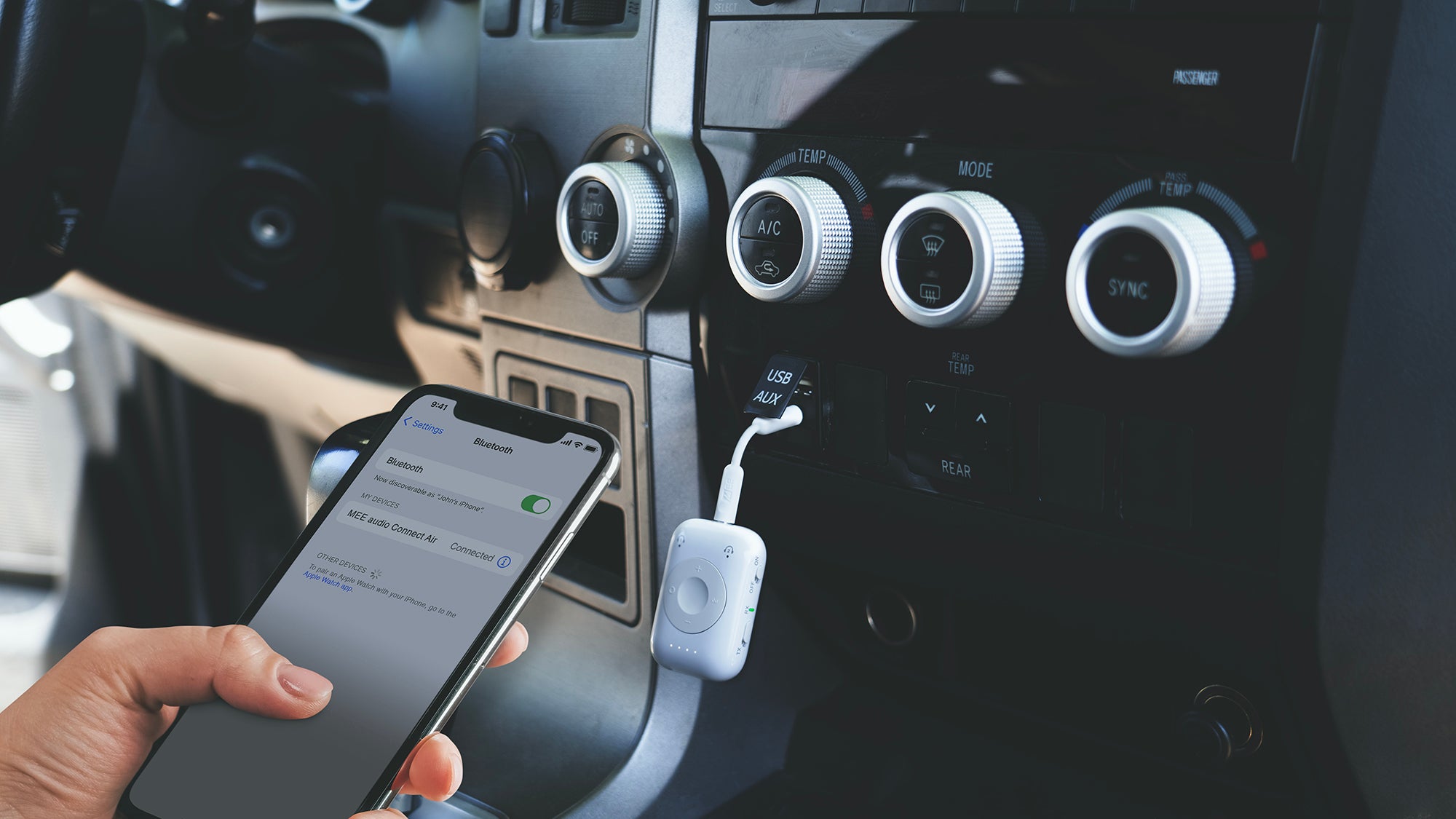 Connect Air Pro Bluetooth receiver in a car