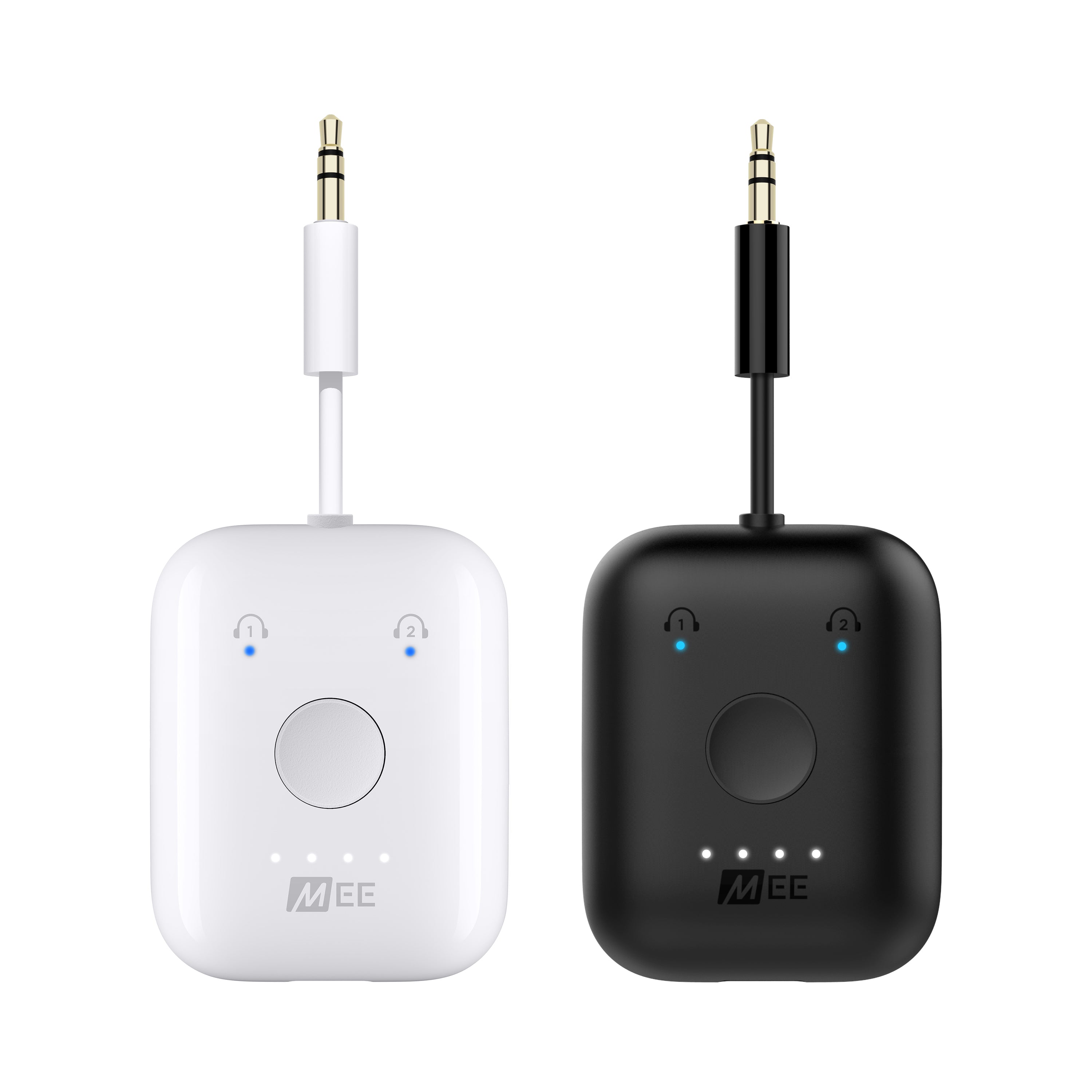 The MEE audio Connect Air audio transmitter combo of 2 enables in-flight entertainment systems and other devices to stream high-quality digital audio over Bluetooth