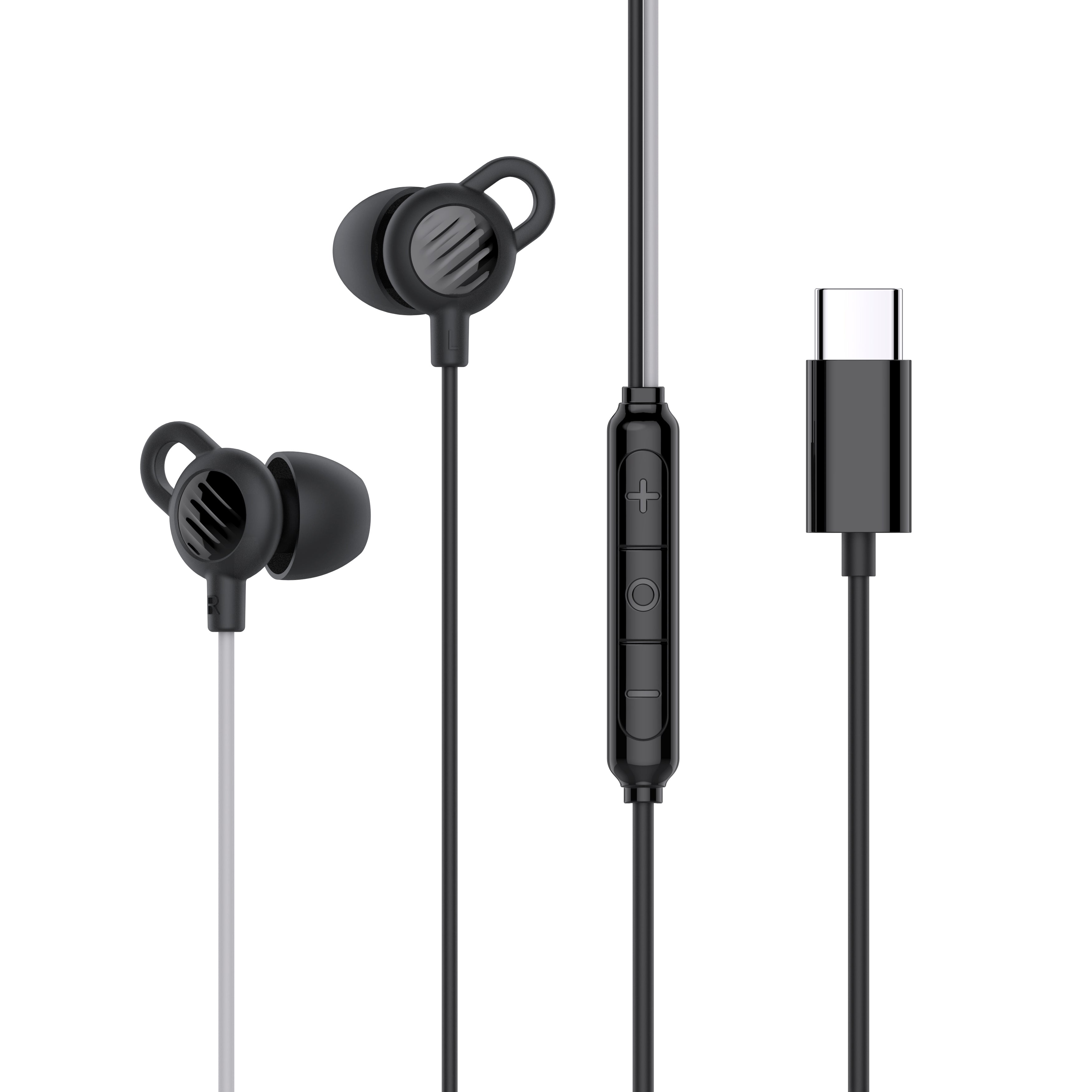 SleepTones USB-C Wired Silicone Sleeping Earbuds with Built-In Mic & Volume Controls (USB Type C Plug)