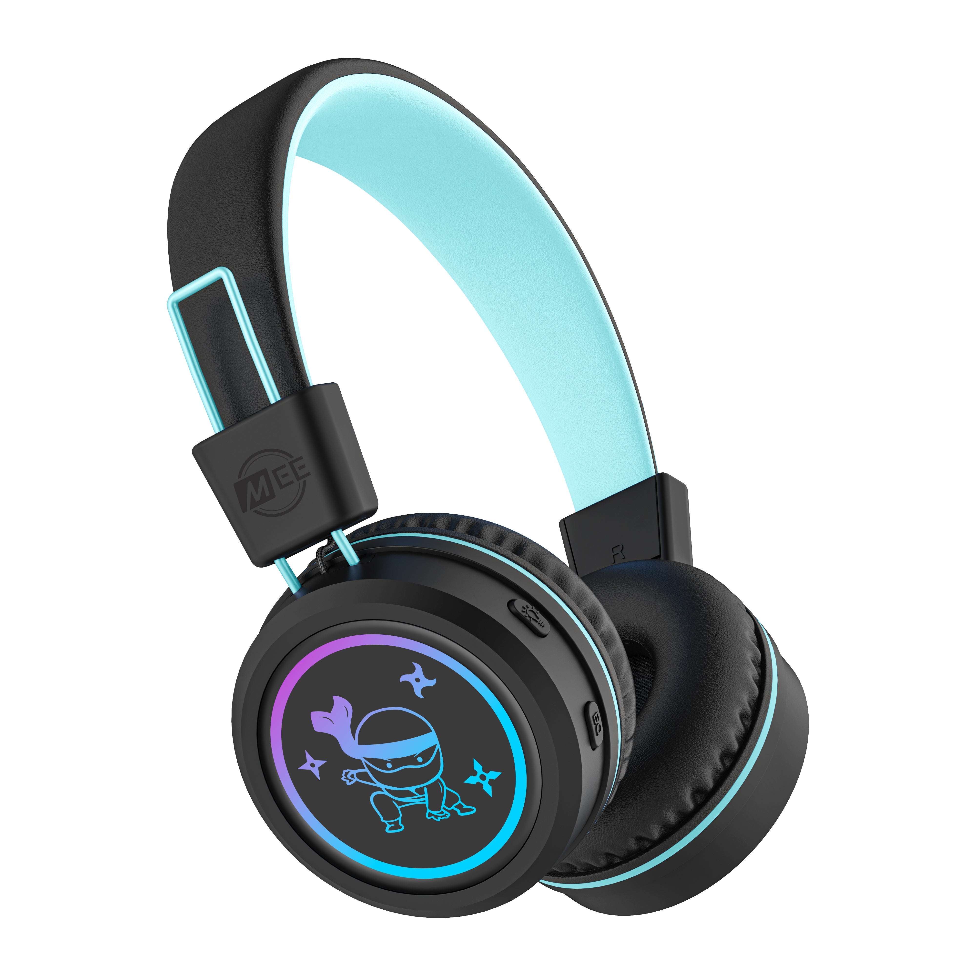 Image of MEE audio KidJamz KJ55BT Bluetooth Wireless Safe Listening Headphones for Children with LED Lights, 85dB Volume Limiter, Microphone, & 40h battery; Kids Headset for School / iPhone / iPad / Tablet