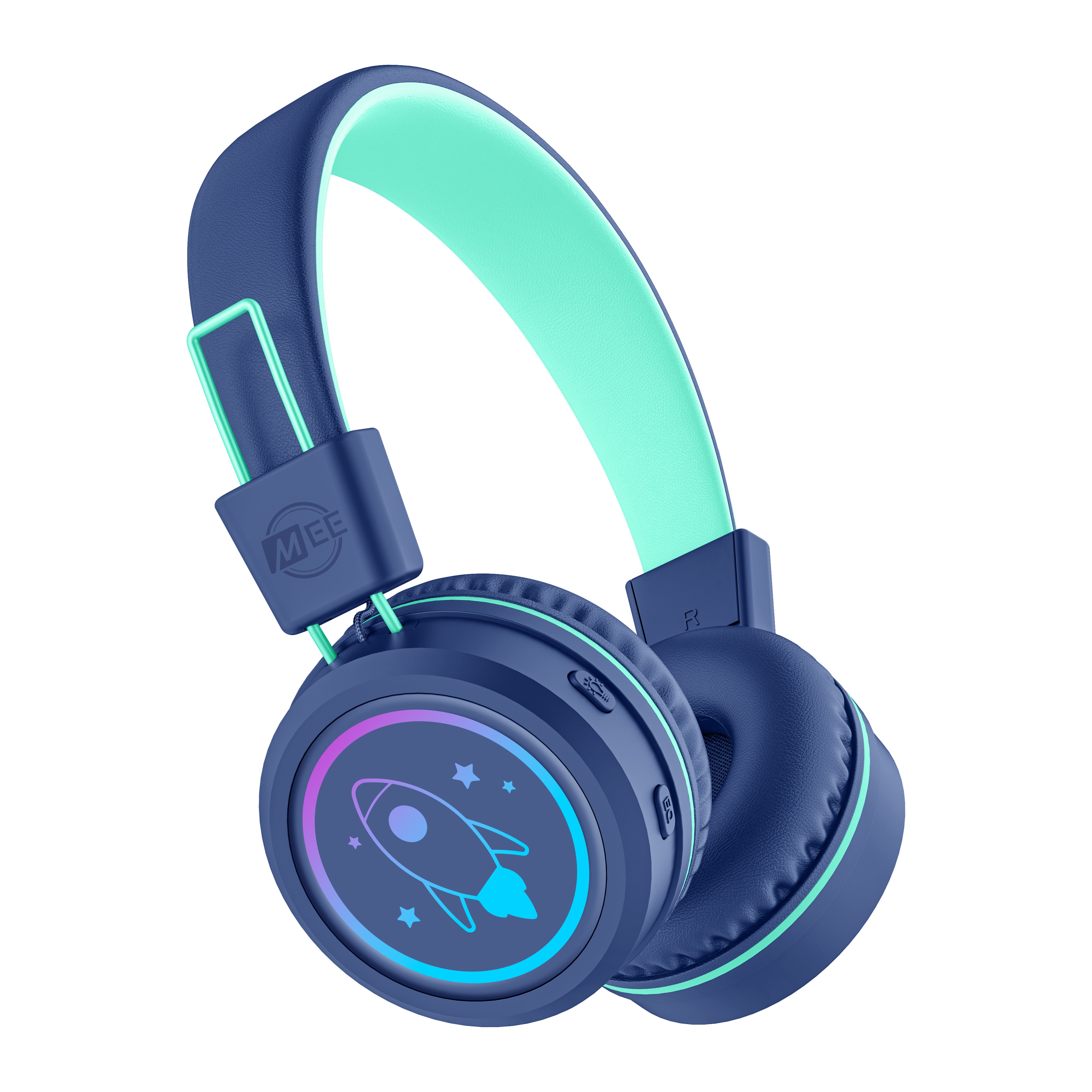 Image of MEE audio KidJamz KJ55BT Bluetooth Wireless Safe Listening Headphones for Children with LED Lights, 85dB Volume Limiter, Microphone, & 40h battery; Kids Headset for School / iPhone / iPad / Tablet