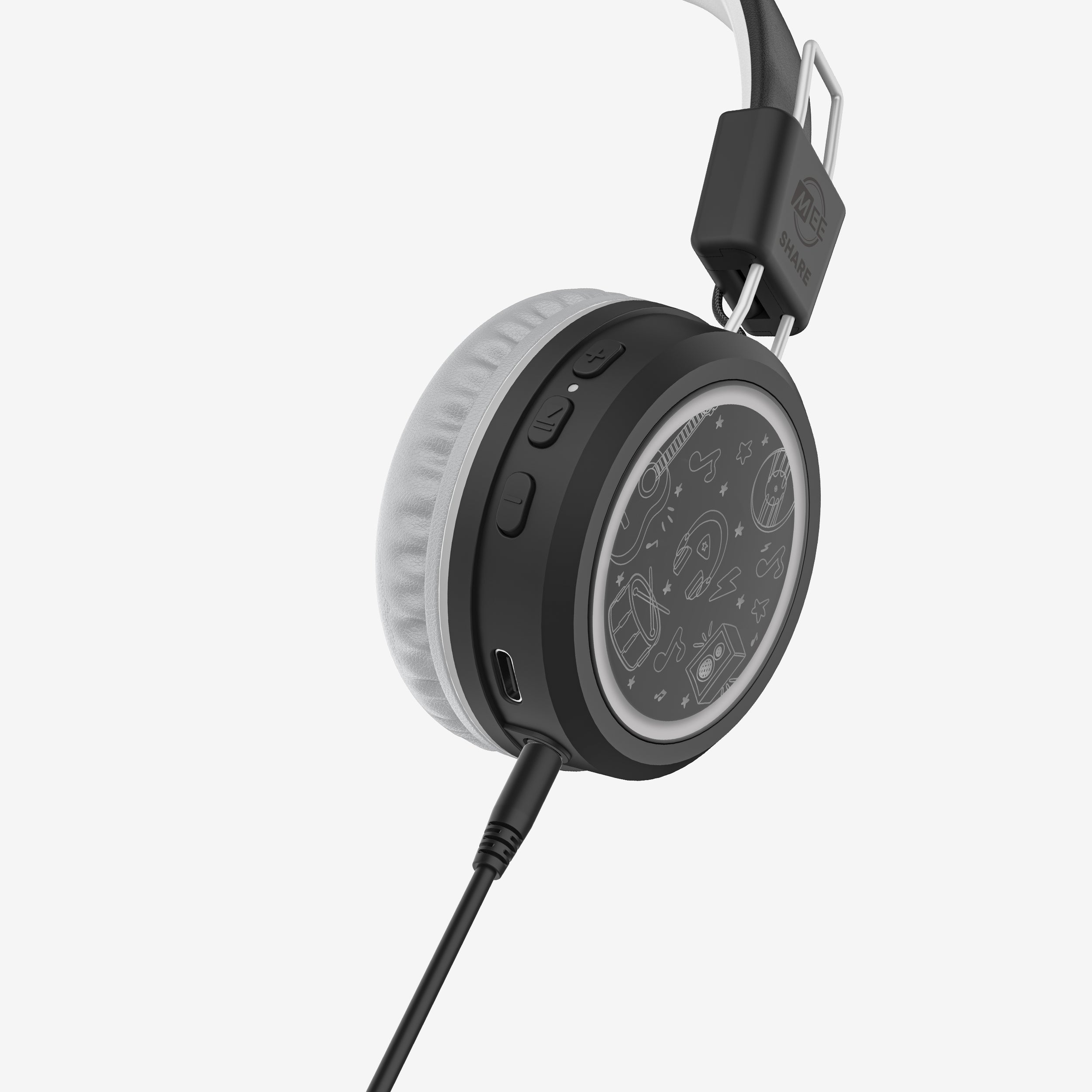 MEE audio KidJamz Share Bluetooth Wireless Headphones for Kids with Multipoint, LED Lights, 85dB Volume Limiter, Microphone, 40h battery; Childrens Headset for School/iPhone/iPad/Tablet
