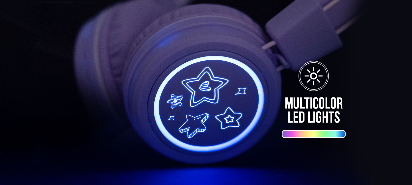 MEE audio KidJamz KJ55BT Bluetooth Wireless Safe Listening Headphones for Children with LED Lights, 85dB Volume Limiter, Microphone, & 40h battery; Kids Headset for School / iPhone / iPad / Tablet