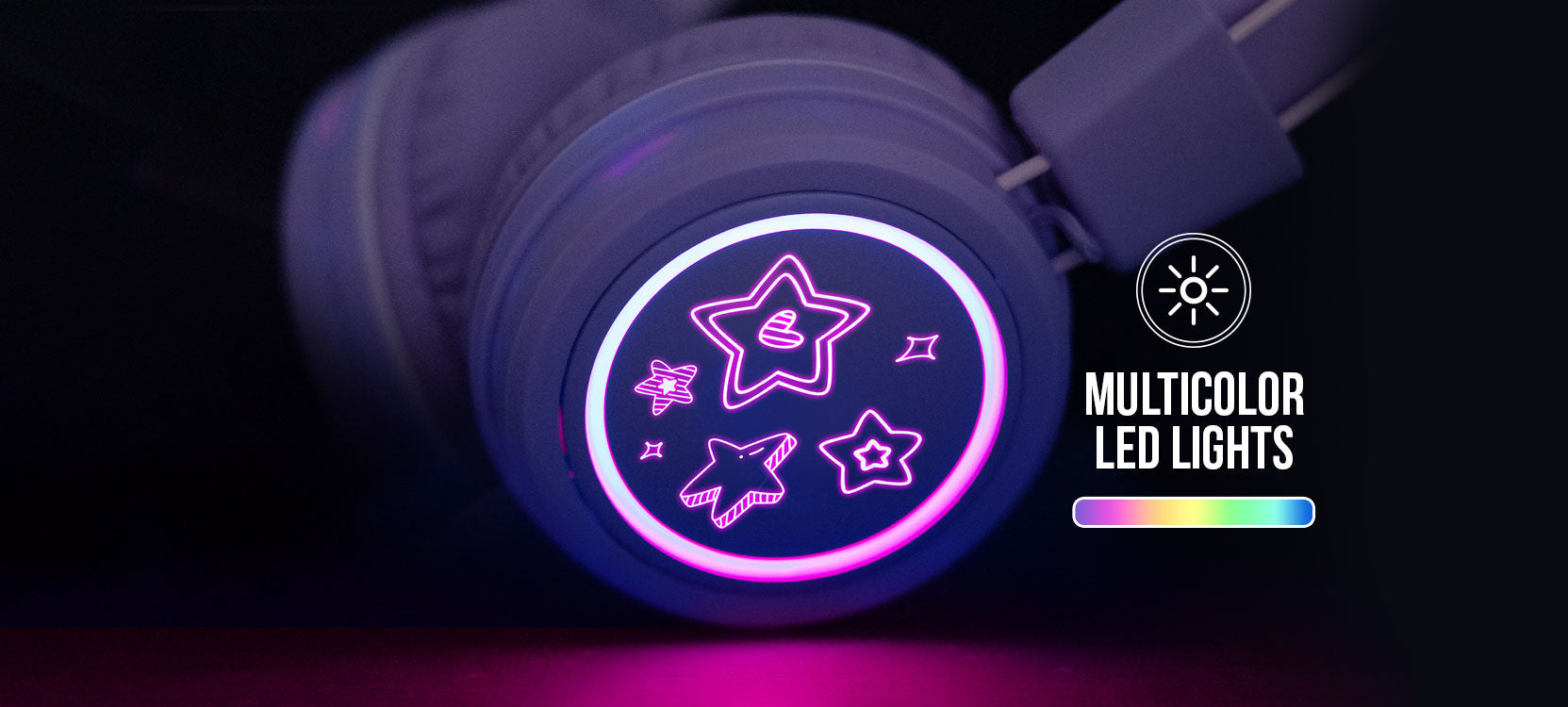 MEE audio KidJamz KJ55BT Bluetooth Wireless Safe Listening Headphones for Children with LED Lights, 85dB Volume Limiter, Microphone, & 40h battery; Kids Headset for School / iPhone / iPad / Tablet