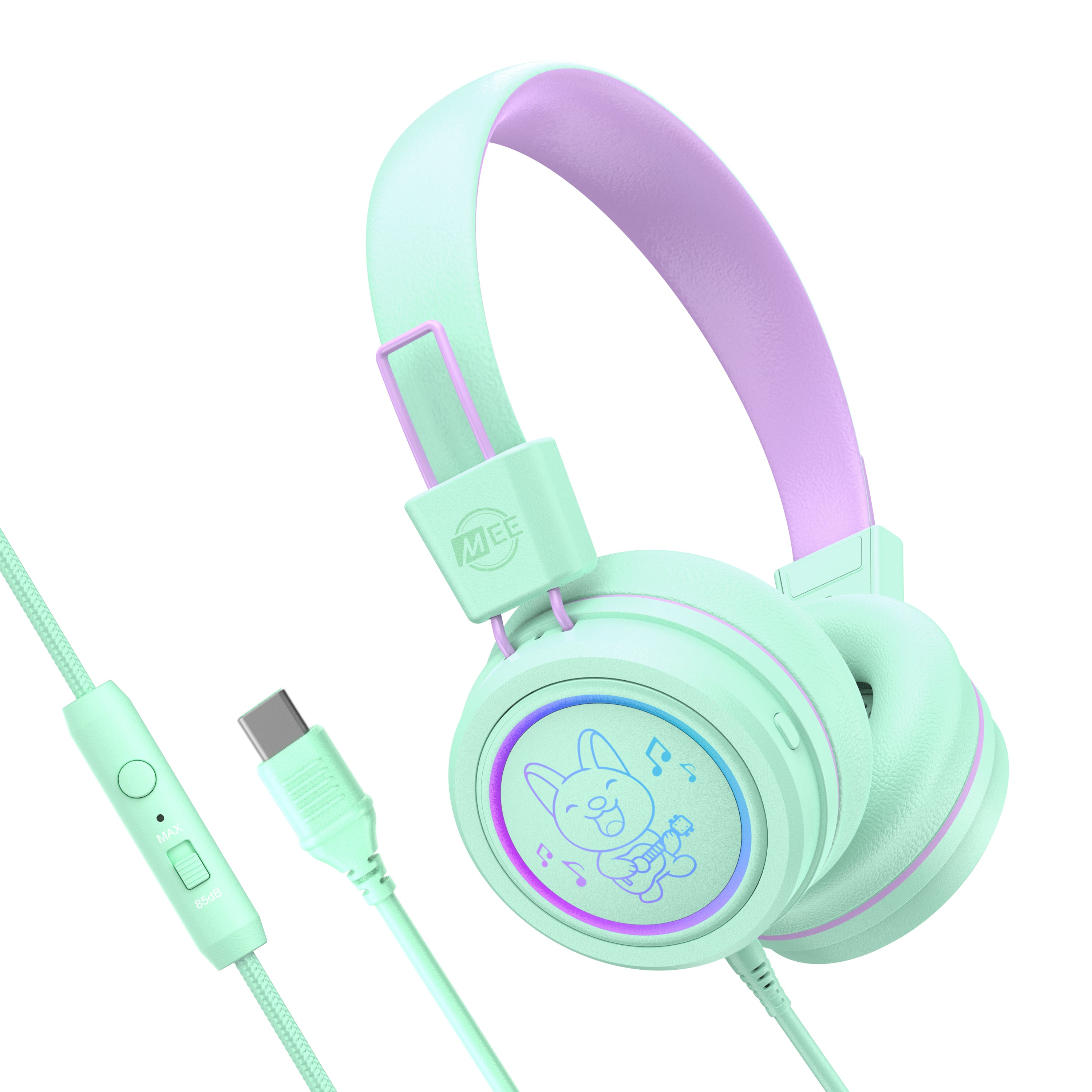 Image of KidJamz KJ55 Safe Listening USB-C Headphones for Kids with LED Lights.