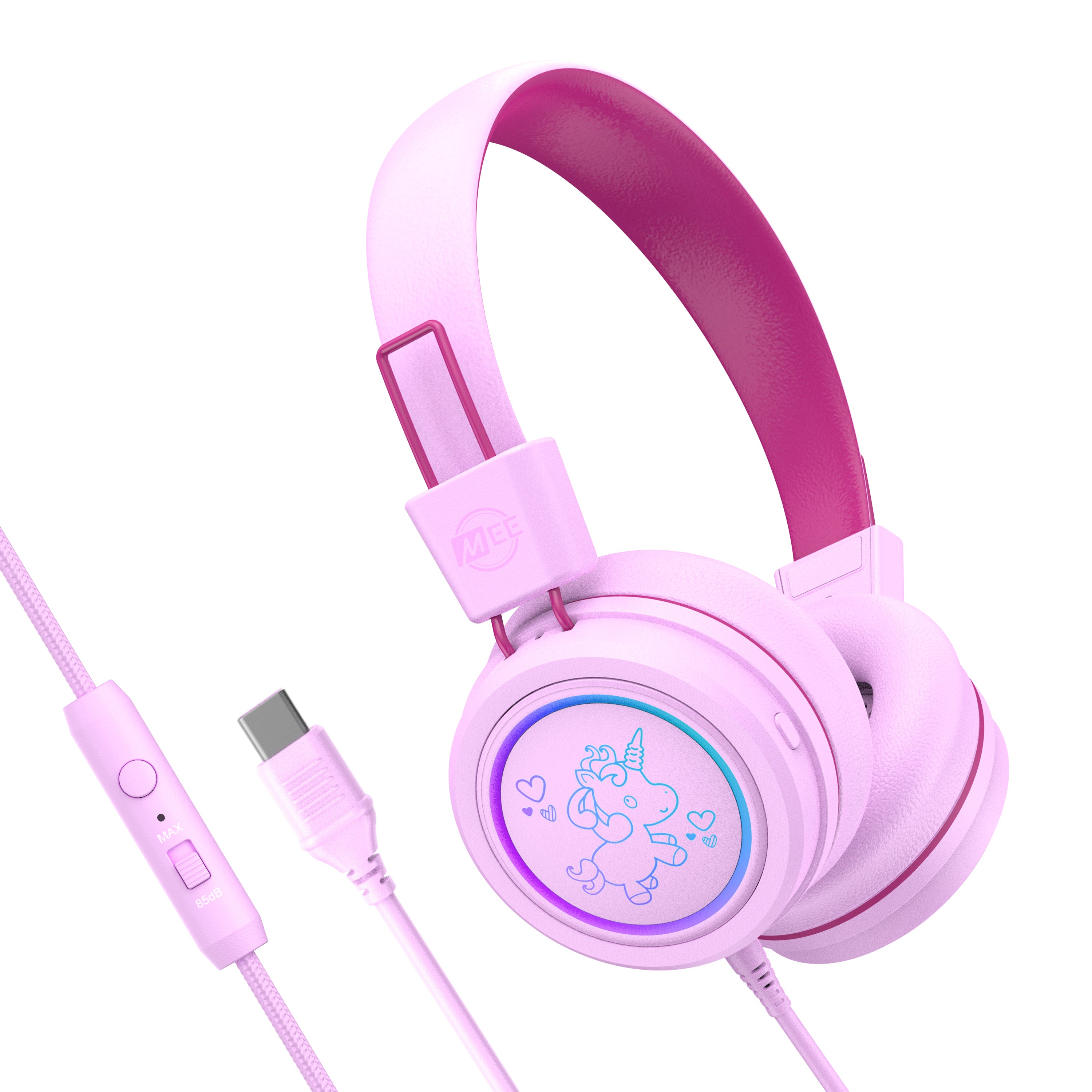 Image of KidJamz KJ55 Safe Listening USB-C Headphones for Kids with LED Lights.