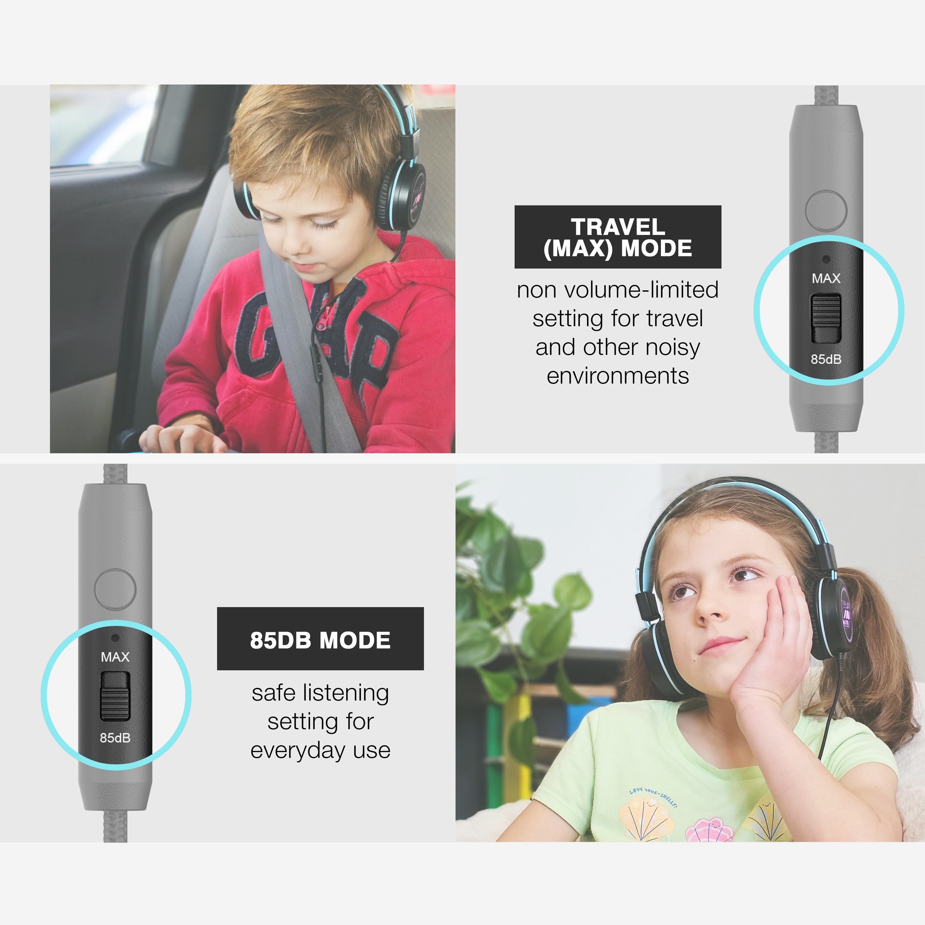 MEE audio KidJamz headphones utilize a built-in volume limiter to help keep young ears safe and build healthier listening habits.