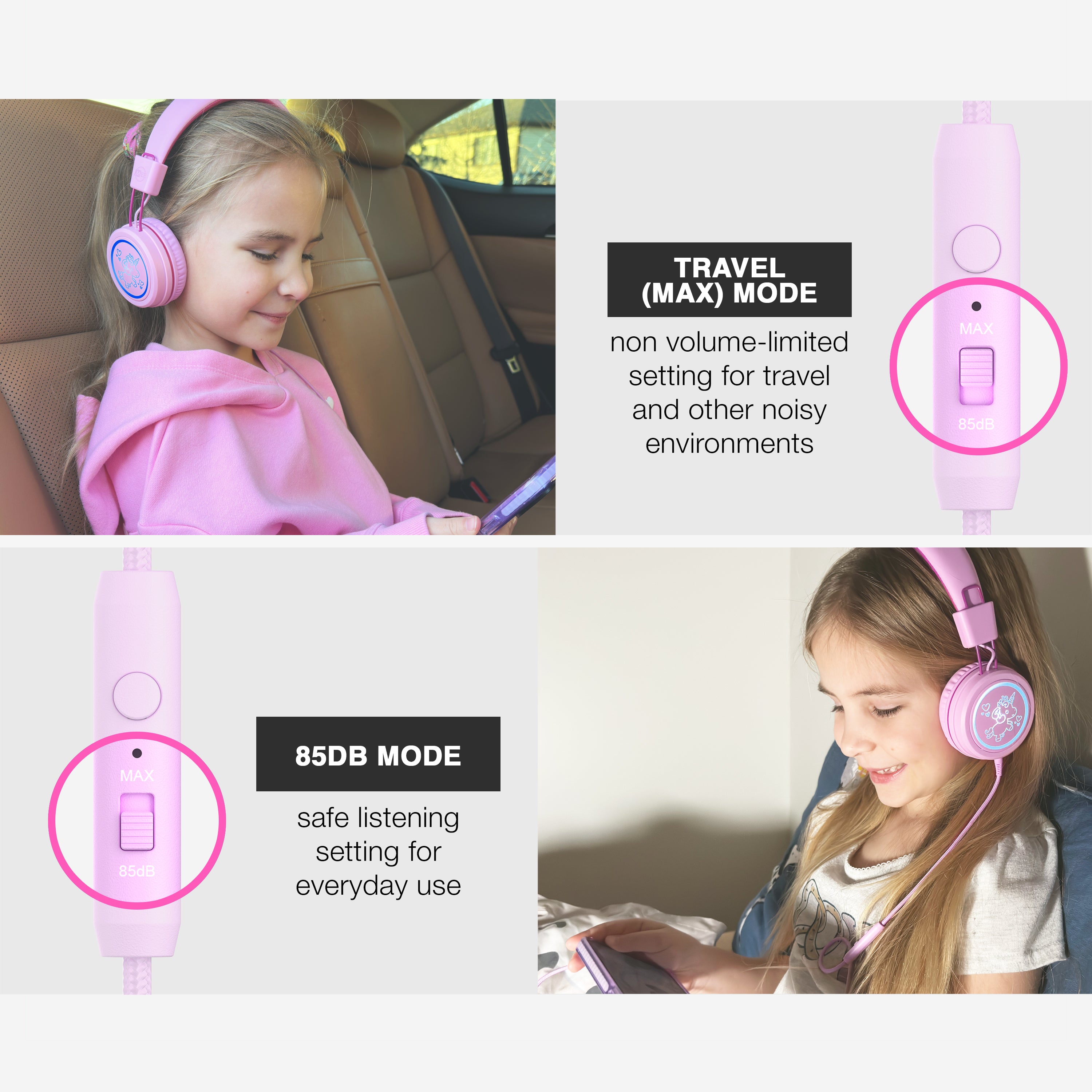 MEE audio KidJamz headphones utilize a built-in volume limiter to help keep young ears safe and build healthier listening habits.