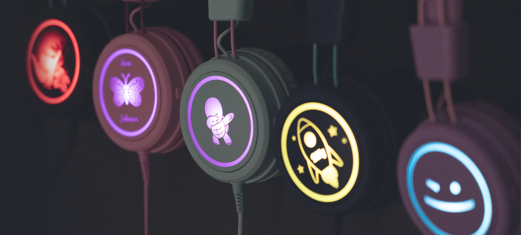 Image of Custom KidJamz KJ55 Safe Listening USB-C Headphones for Kids with LED Lights