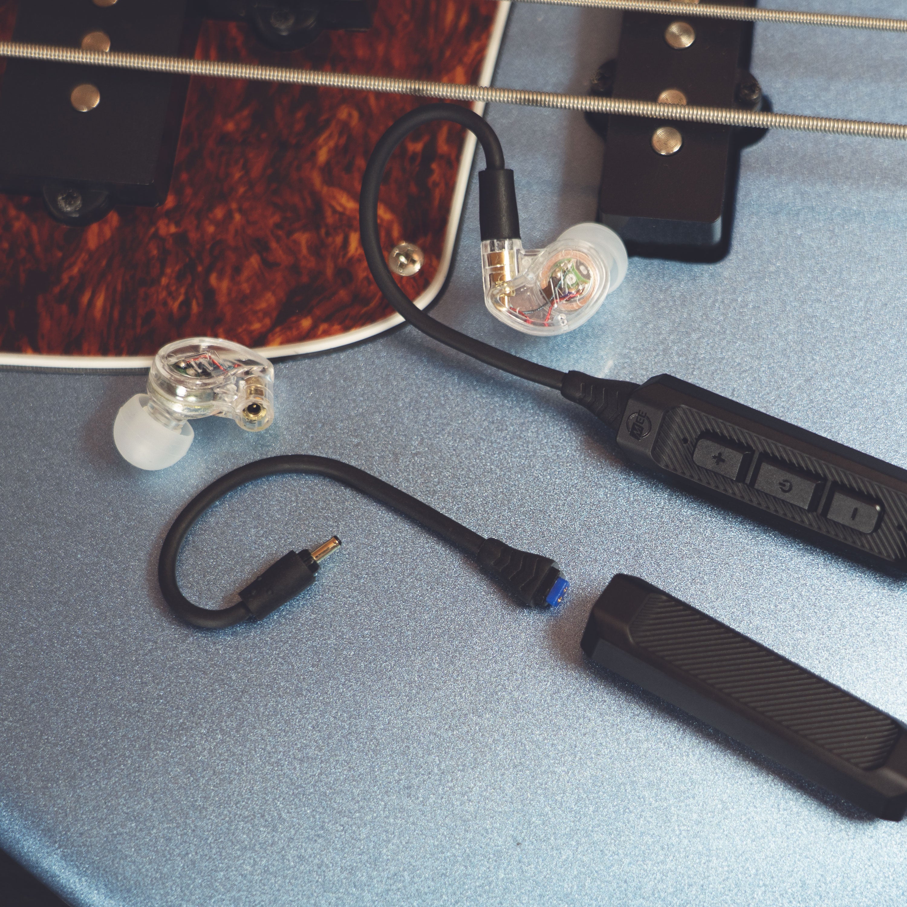 MEE audio M6 PRO Musicians' In-Ear Monitors Wired + Wireless Combo Pack: Includes IEMs, 2 Audio Cables and BT3 Hi-Res Bluetooth Audio Adapter w/aptX, LDAC, Auracast Support, & Built-In Headset (Clear)