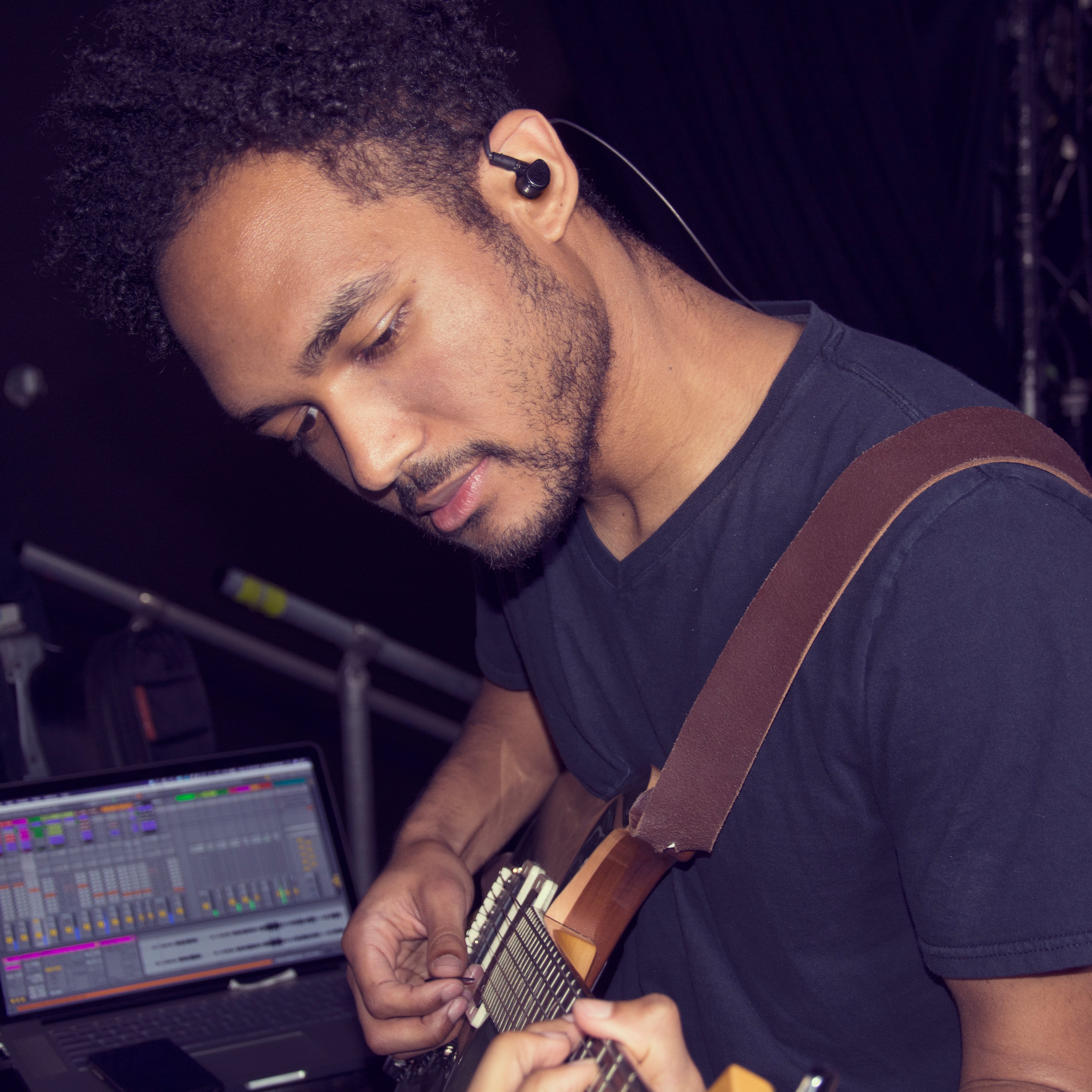 musician with mxpro in-ear monitors