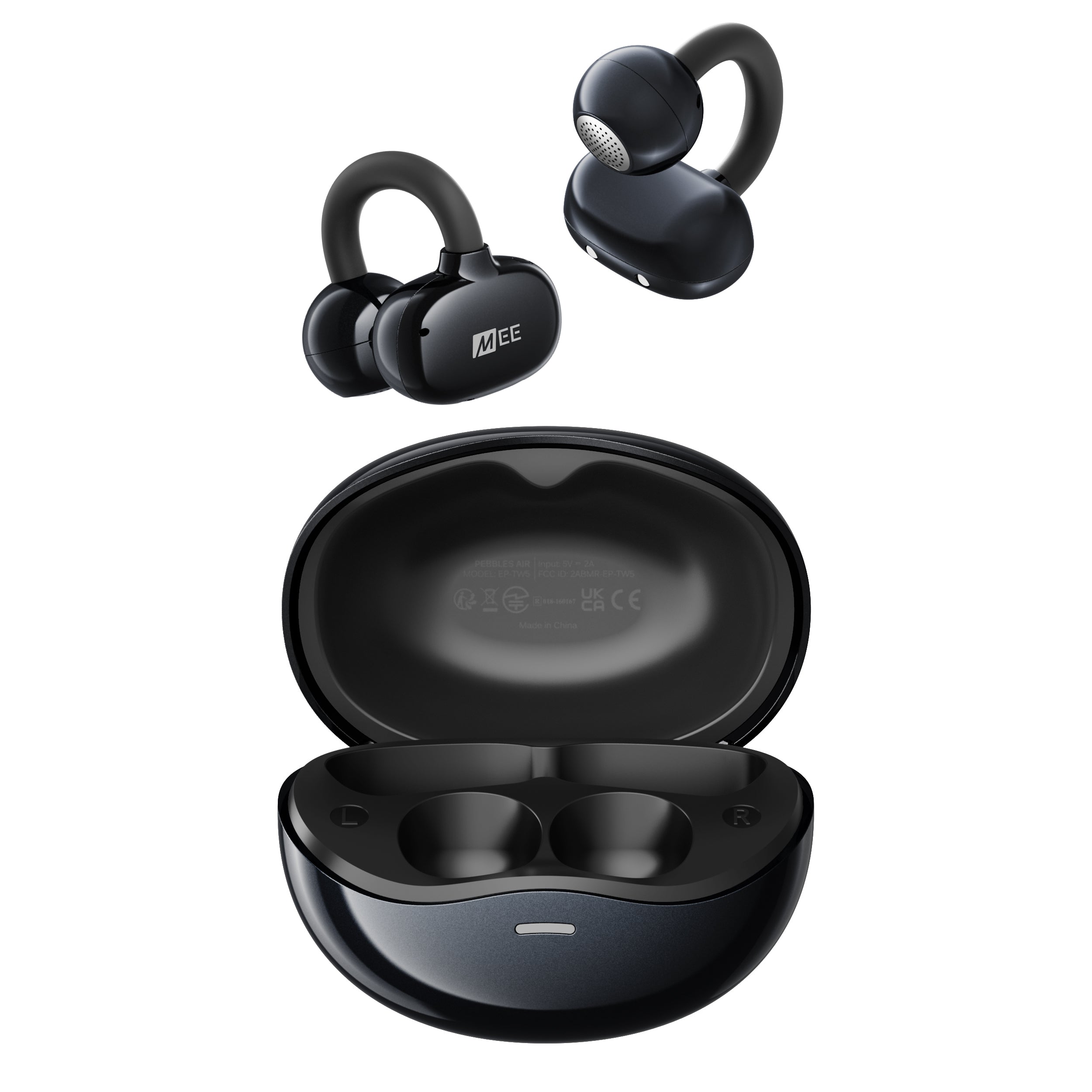 MEE audio Pebbles Air Open Ear True Wireless Earbuds - Bluetooth 5.3 Lightweight Earclip Headphones with Headset Microphone & Call Noise Reduction for Gym/Workouts/Sports and Gaming