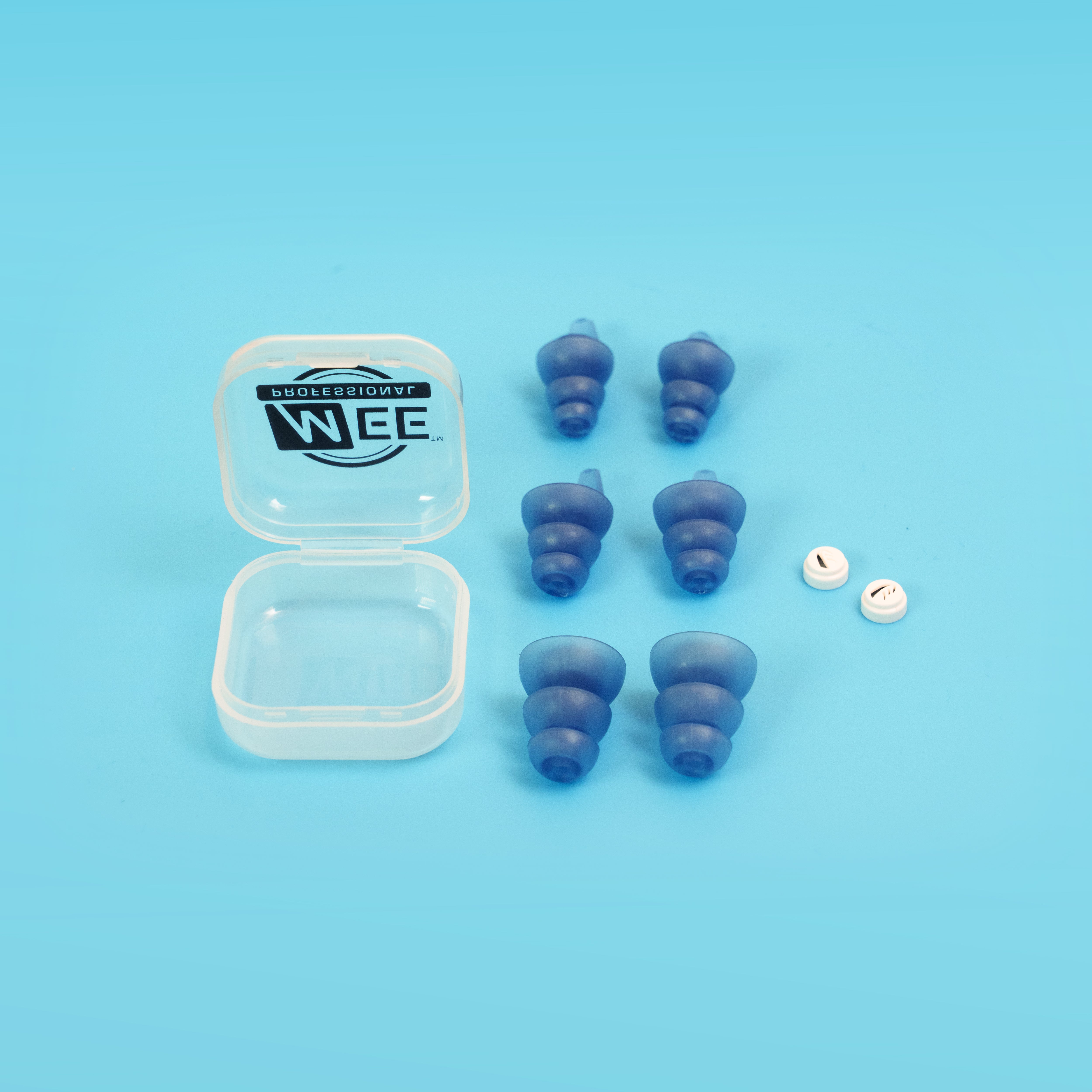 set of earplugs with its case
