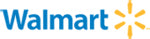 Logo of walmart featuring blue text for "walmart" with an orange asterisk-like symbol to the right.