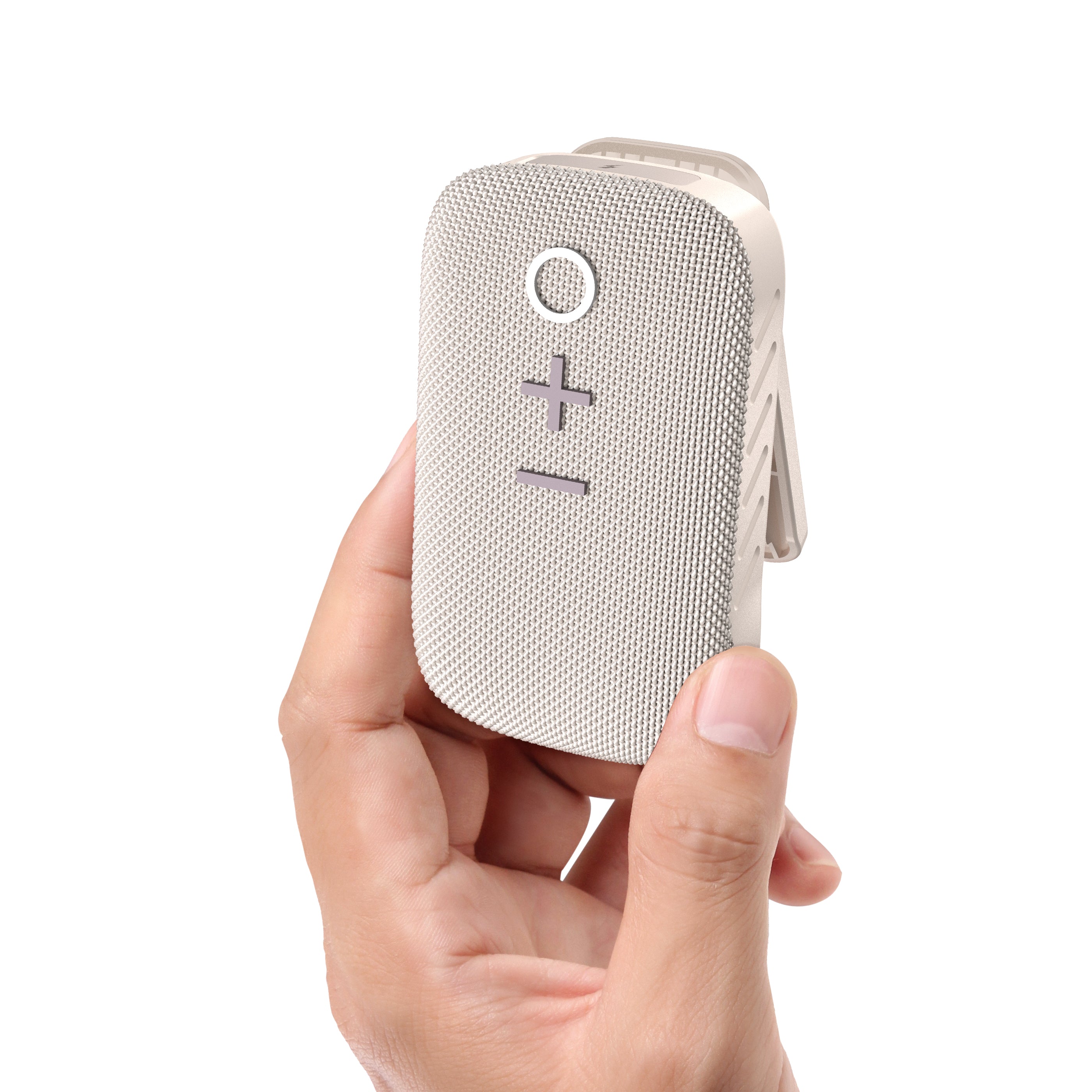 hand holding speaker