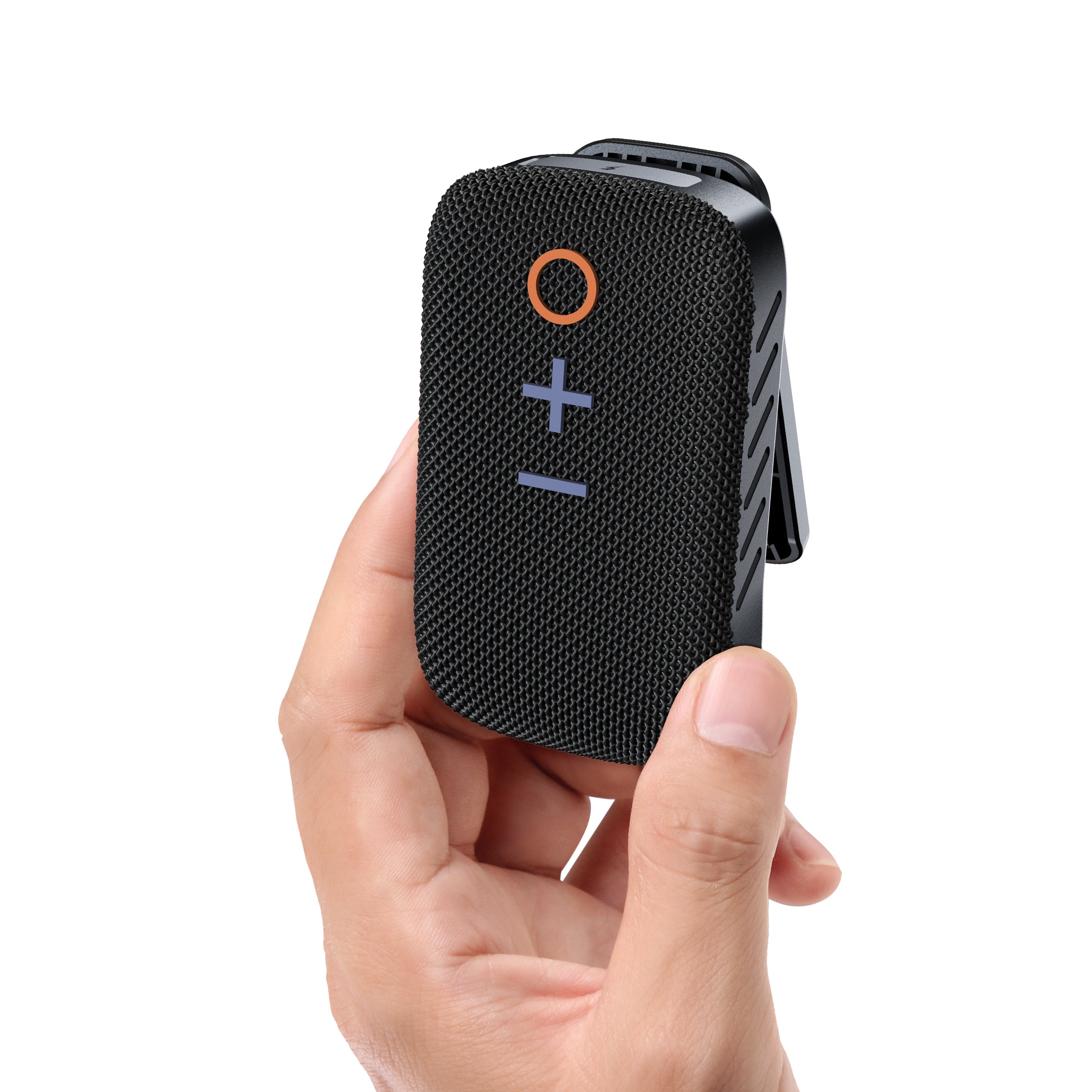 hand holding speaker
