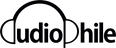 Logo of "audiophile" featuring stylized text with a cloud-like design encompassing the word, all in black on a transparent background.