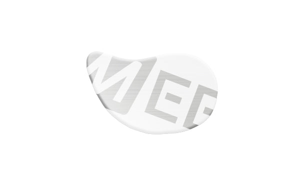 3d illustration of a white, abstract curved shape with the word "meet" embossed on its surface, presented against a plain, light background.