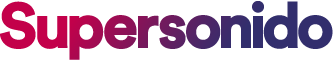 Logo of "supersonido" featuring stylized text in purple and pink gradient colors.