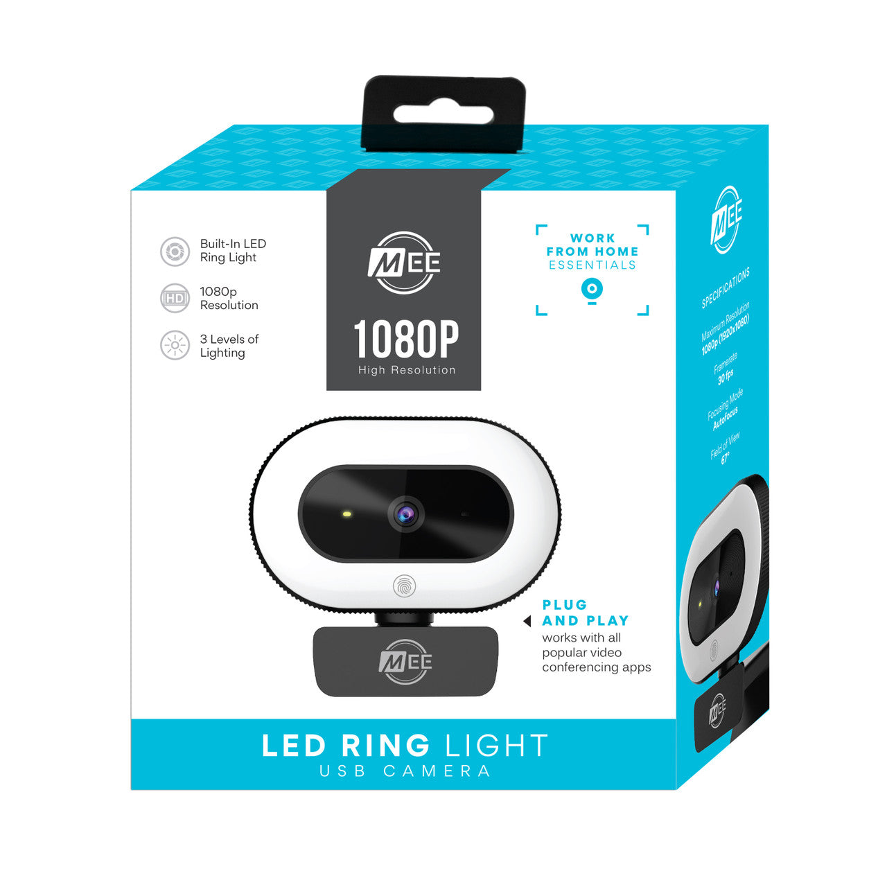 Image of CL8A 1080p Live Webcam with LED Ring Light.