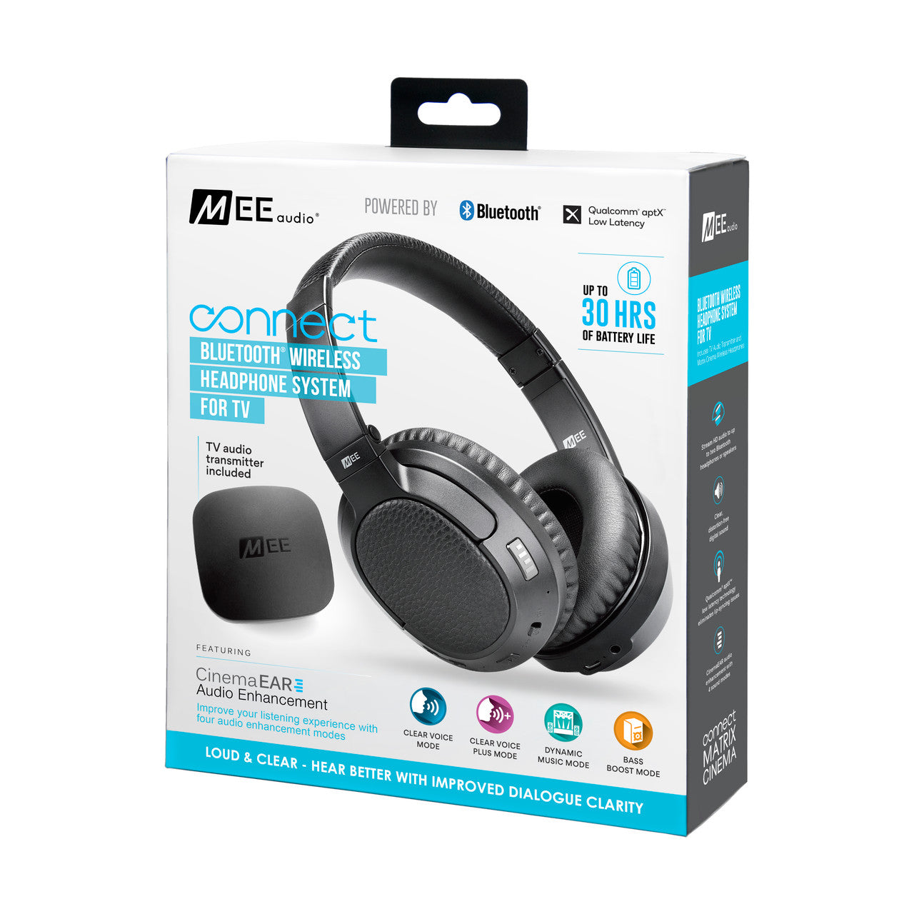 Image of Connect T1CMA Wireless Headphone System for TV - Includes Bluetooth Transmitter and Headphones.