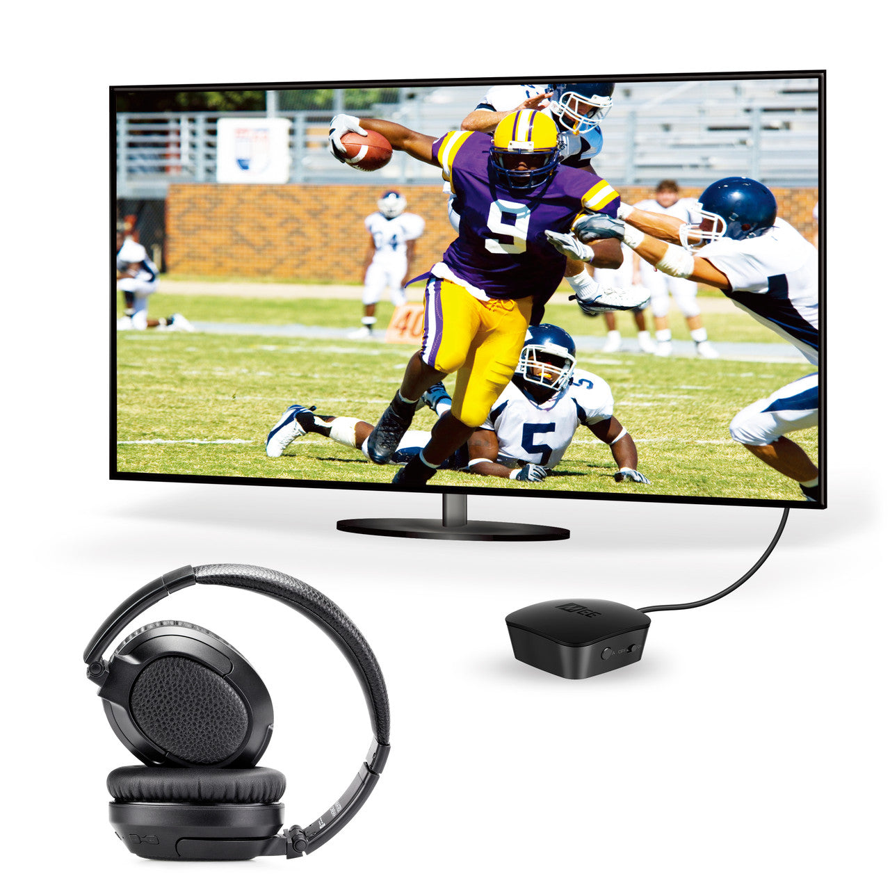 Image of Connect T1CMA Wireless Headphone System for TV - Includes Bluetooth Transmitter and Headphones.