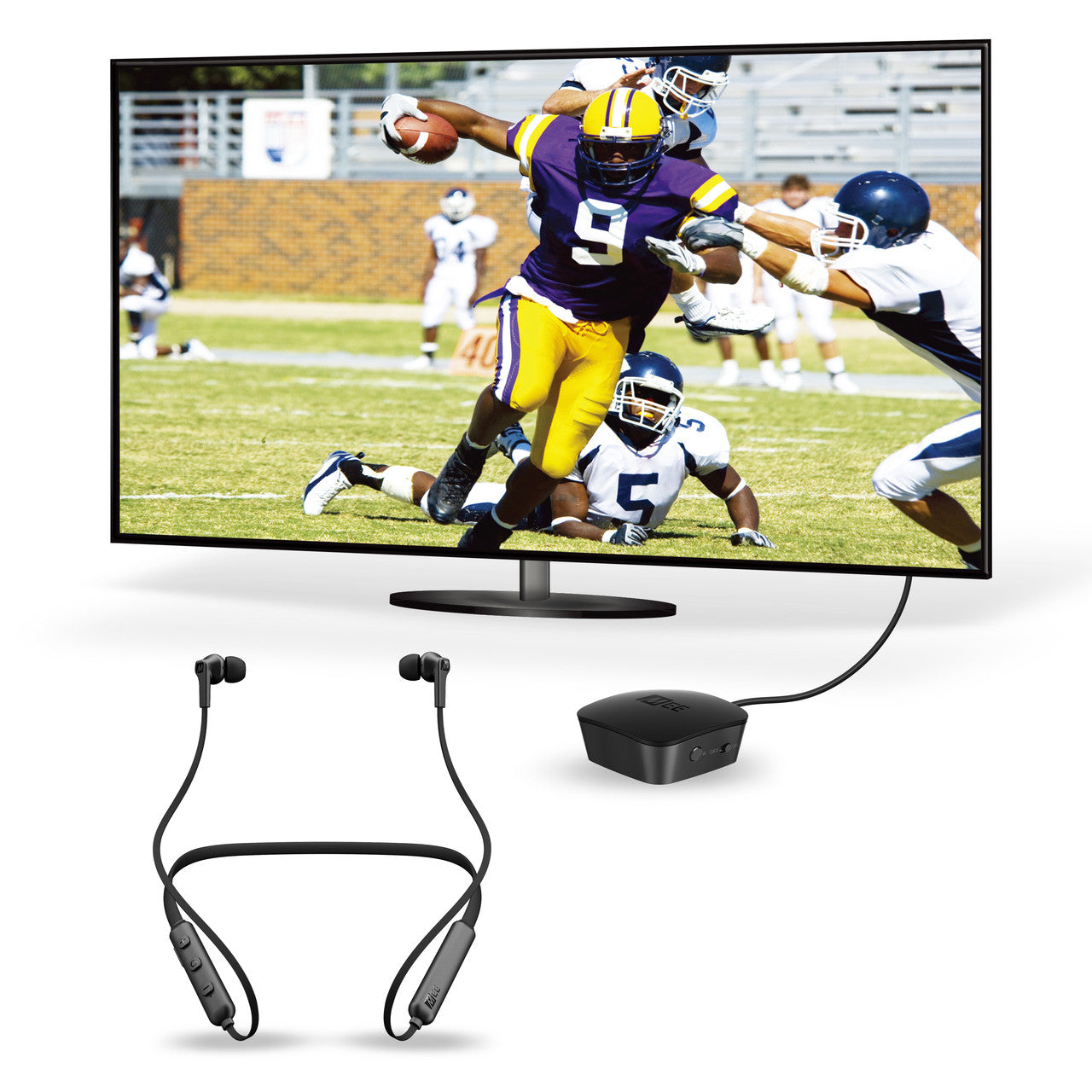 Image of Connect T1N1 Wireless Headphone System for TV - Includes Bluetooth Transmitter and Neckband Headphones.