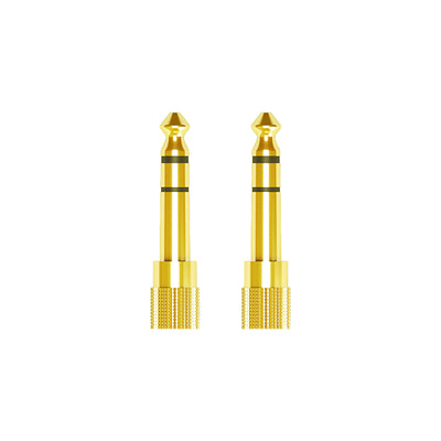 2 Gold-plated 1/4 inch Stereo audio adapters with a knurled grips 
