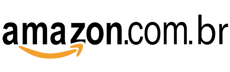 Logo of amazon.com.br featuring the word 'amazon' in black lowercase font with a swooping orange smile-like arrow underneath, extending from the 'a' to 'z', and '.com.br' in gray.