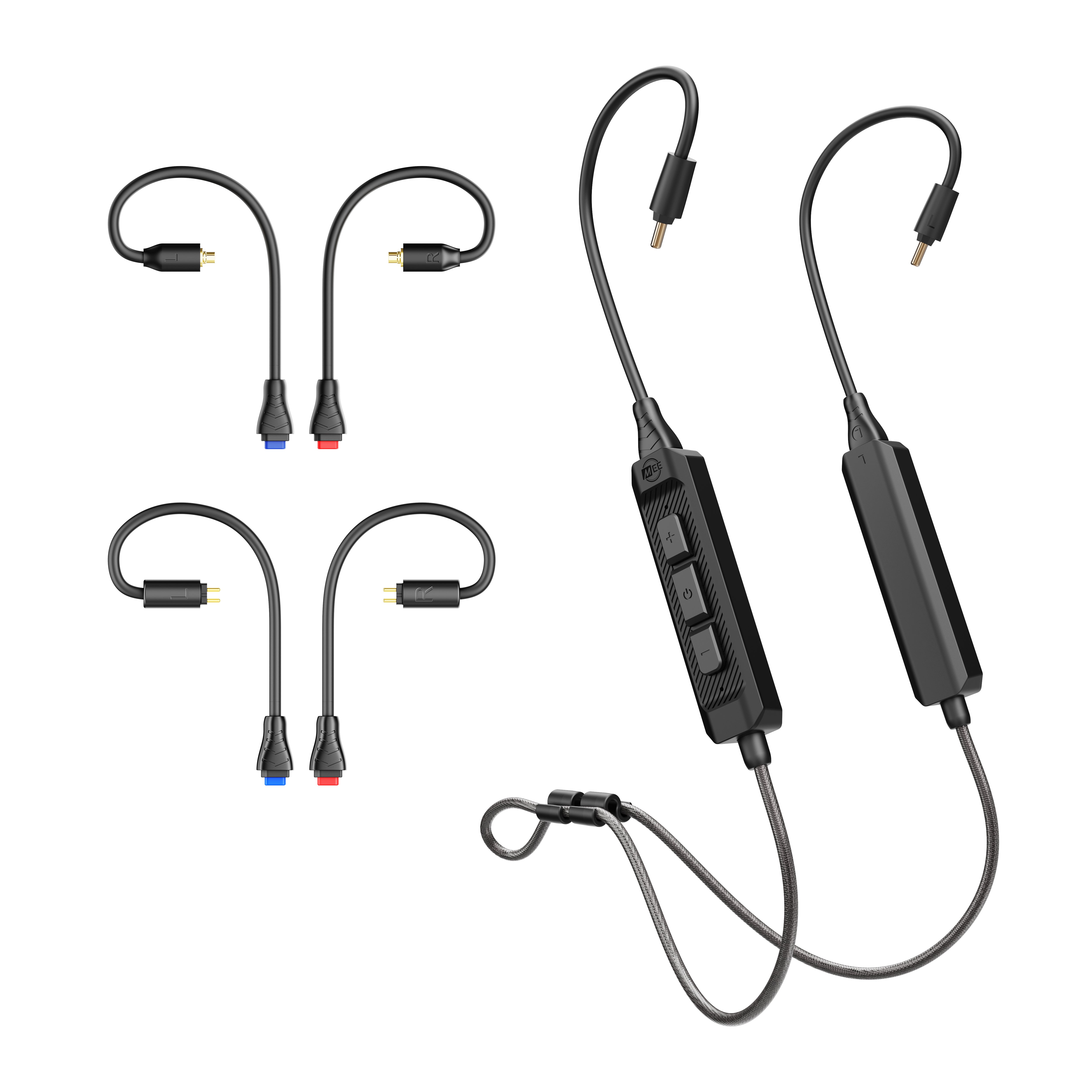 MEE audio BT3 Bluetooth Wireless Adapter Cable for In-Ear Monitors - includes MMCX, 2-pin (0.78mm) & DC connectors for wide IEM compatibility; Bluetooth 5.4, aptX HD, aptX adaptive, LDAC, Auracast