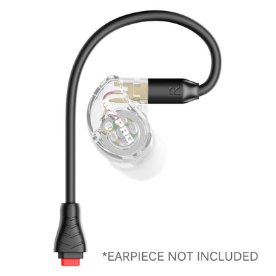 M7 PRO Earpiece Connected to a BT3 Bluetooth Adapter on a white background with 'Earpiece Not Included' text. 