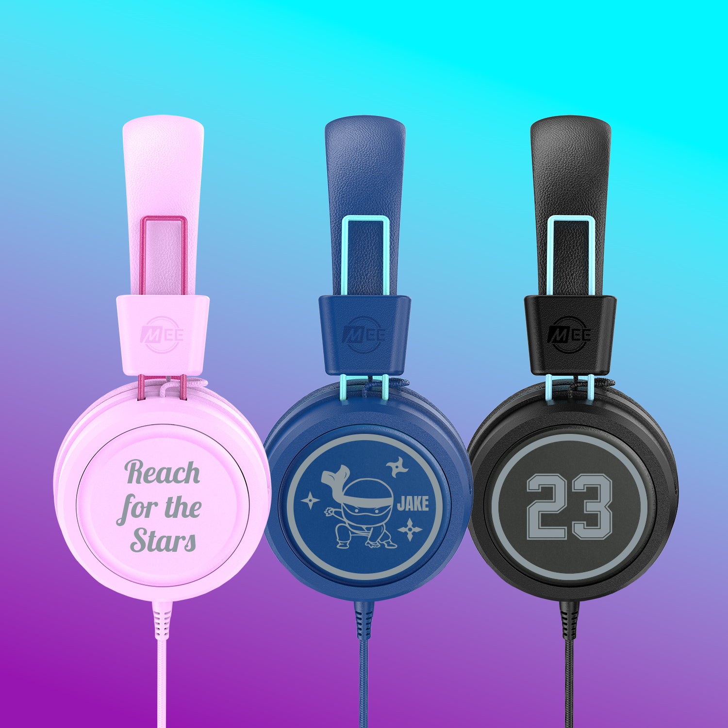 Image of Custom KidJamz KJ55 Safe Listening USB-C Headphones for Kids with LED Lights