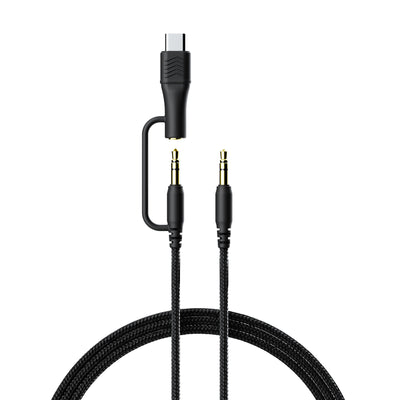 2-in-1 AUX Cable: 3.5mm Stereo Audio Cord with USB-C Adapter