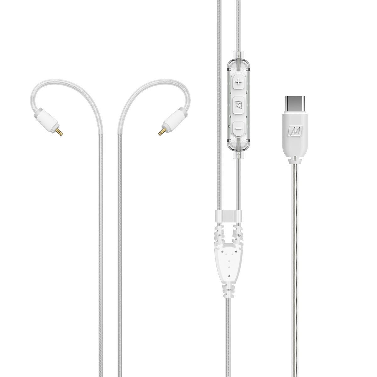 Clear M6 PRO and MX Series Headset cable with a USB-C connector on a white background 