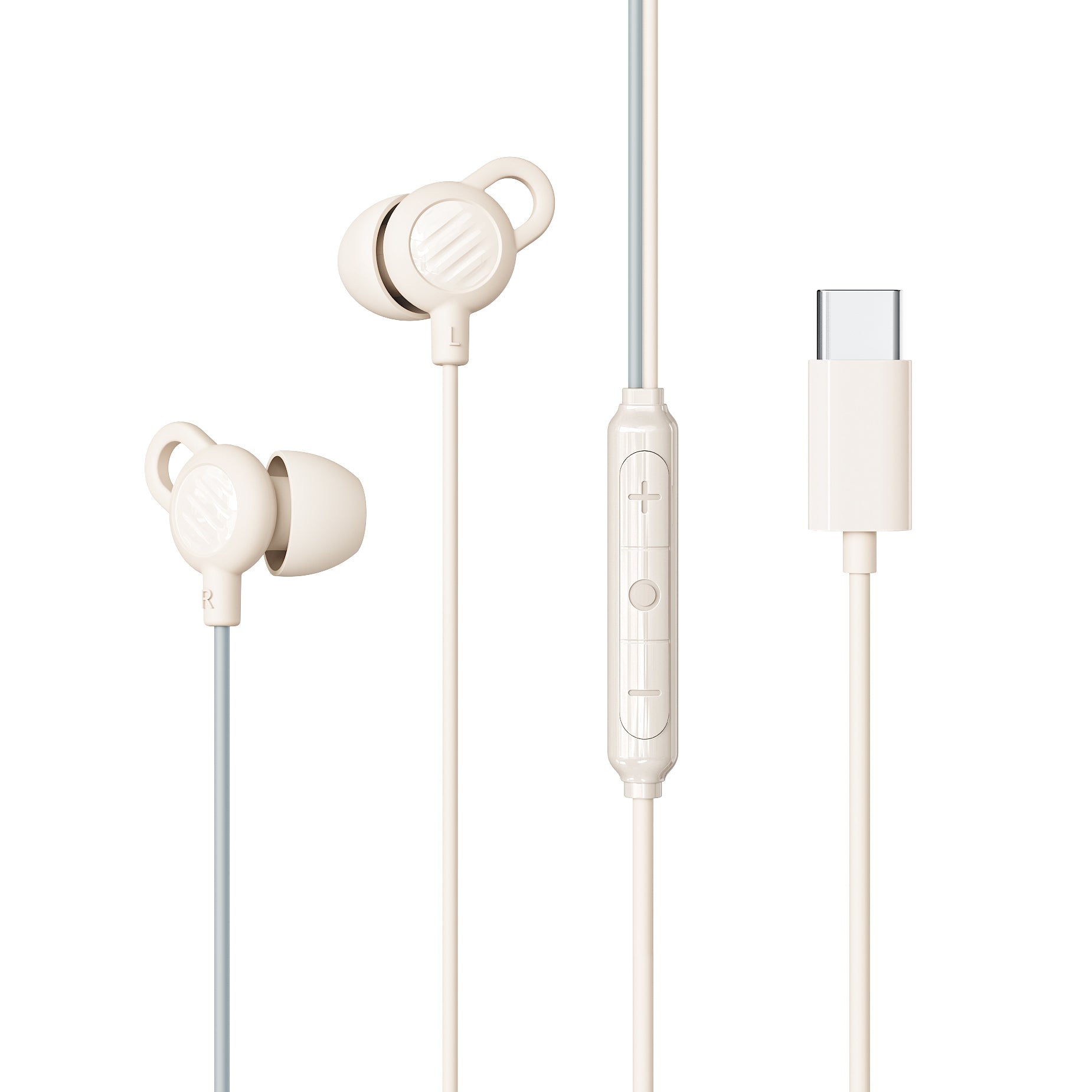 SleepTones USB-C Wired Silicone Sleeping Earbuds with Built-In Mic & Volume Controls (USB Type C Plug)