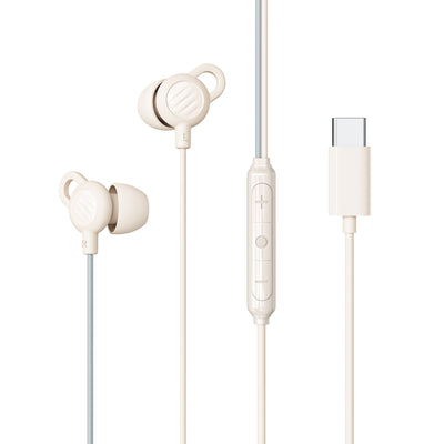 SleepTones USB-C Wired Silicone Sleeping Earbuds with Built-In Mic & Volume Controls (USB Type C Plug)