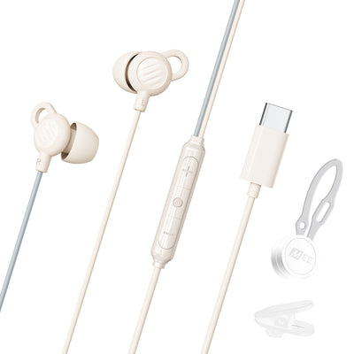 SleepTones USB-C Wired Silicone Sleeping Earbuds with Built-In Mic & Volume Controls (USB Type C Plug)