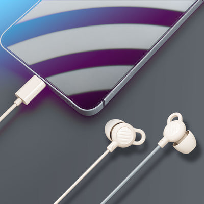 SleepTones USB-C Wired Silicone Sleeping Earbuds with Built-In Mic & Volume Controls (USB Type C Plug)