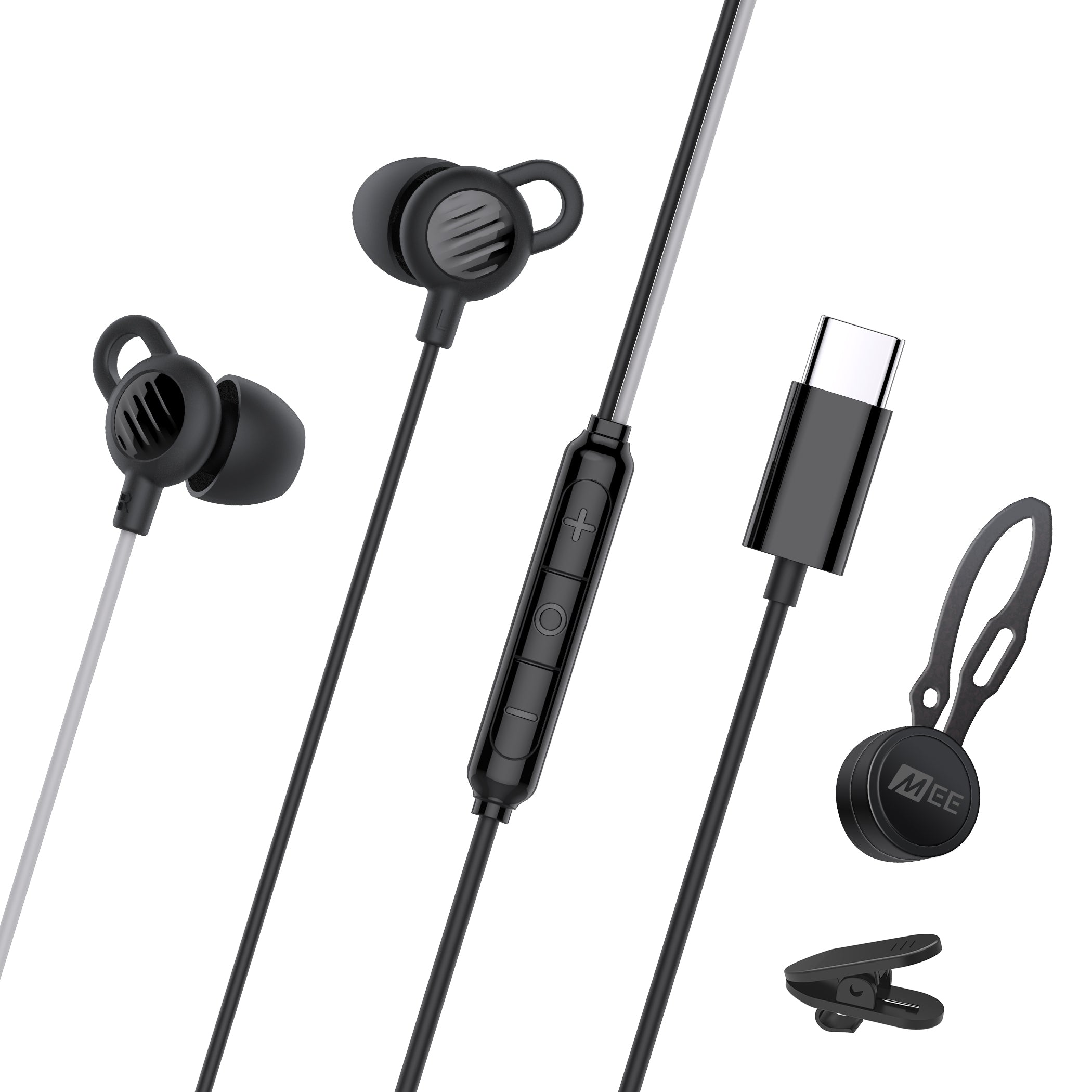 SleepTones USB-C Wired Silicone Sleeping Earbuds with Built-In Mic & Volume Controls (USB Type C Plug)