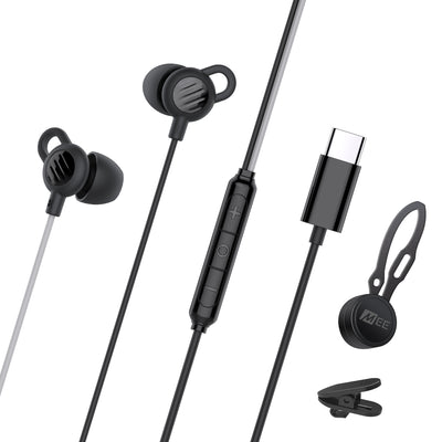 MEE audio SleepTones USB-C Wired Sleeping Earbuds for Side Sleepers With Lightweight Low-Profile Silicone Earpieces for a Comfortable Fit, Built-In Mic, & Volume Controls (USB Type C Plug)