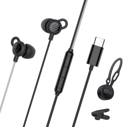 SleepTones USB-C Wired Silicone Sleeping Earbuds with Built-In Mic & Volume Controls (USB Type C Plug)