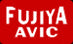 Bright red logo with "fujiya avic" written in bold white letters.