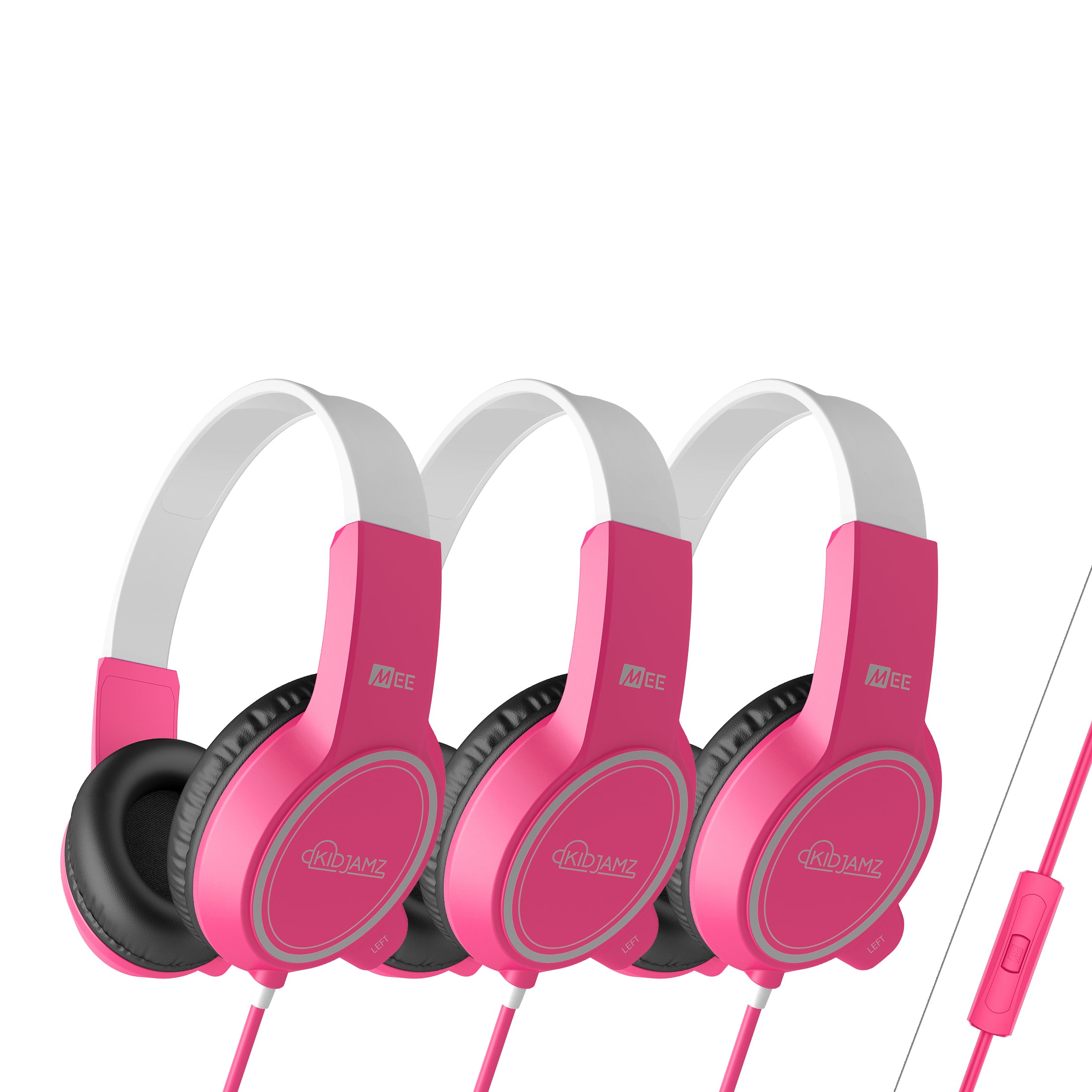 MEE audio KidJamz 3 Child Safe Headphones for Kids with Volume-Limiting Technology (Pink 3-Pack)