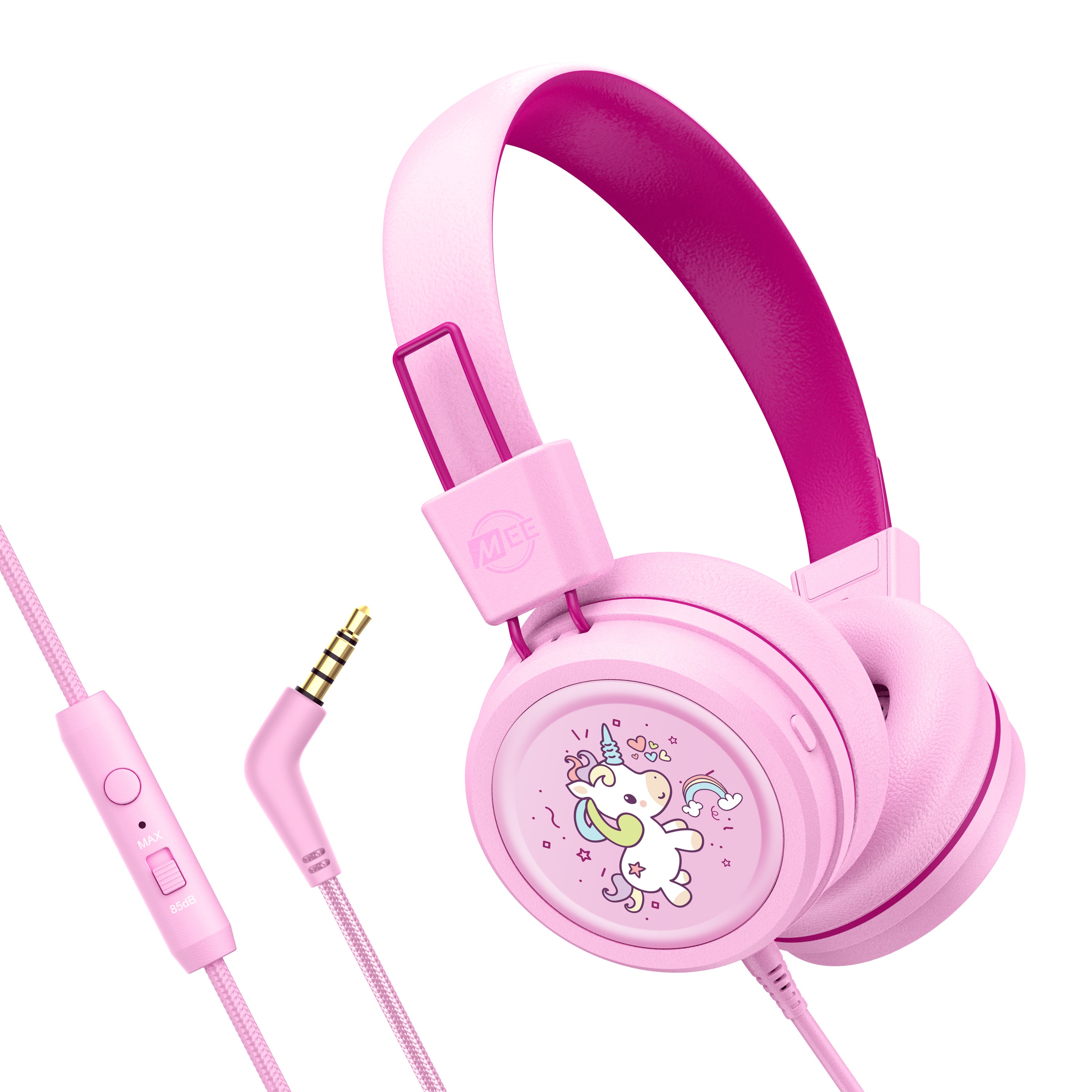 MEE audio KidJamz KJ55 Wired Children’s Headphones with 3.5mm Plug, Colorful Graphics, Volume Limiter & Microphone, Adjustable On-Ear Kids Headset for Online Learning/School/Travel/Tablet