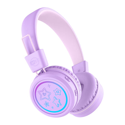 Image of MEE audio KidJamz KJ55BT Bluetooth Wireless Safe Listening Headphones for Children with LED Lights, 85dB Volume Limiter, Microphone, & 40h battery; Kids Headset for School / iPhone / iPad / Tablet